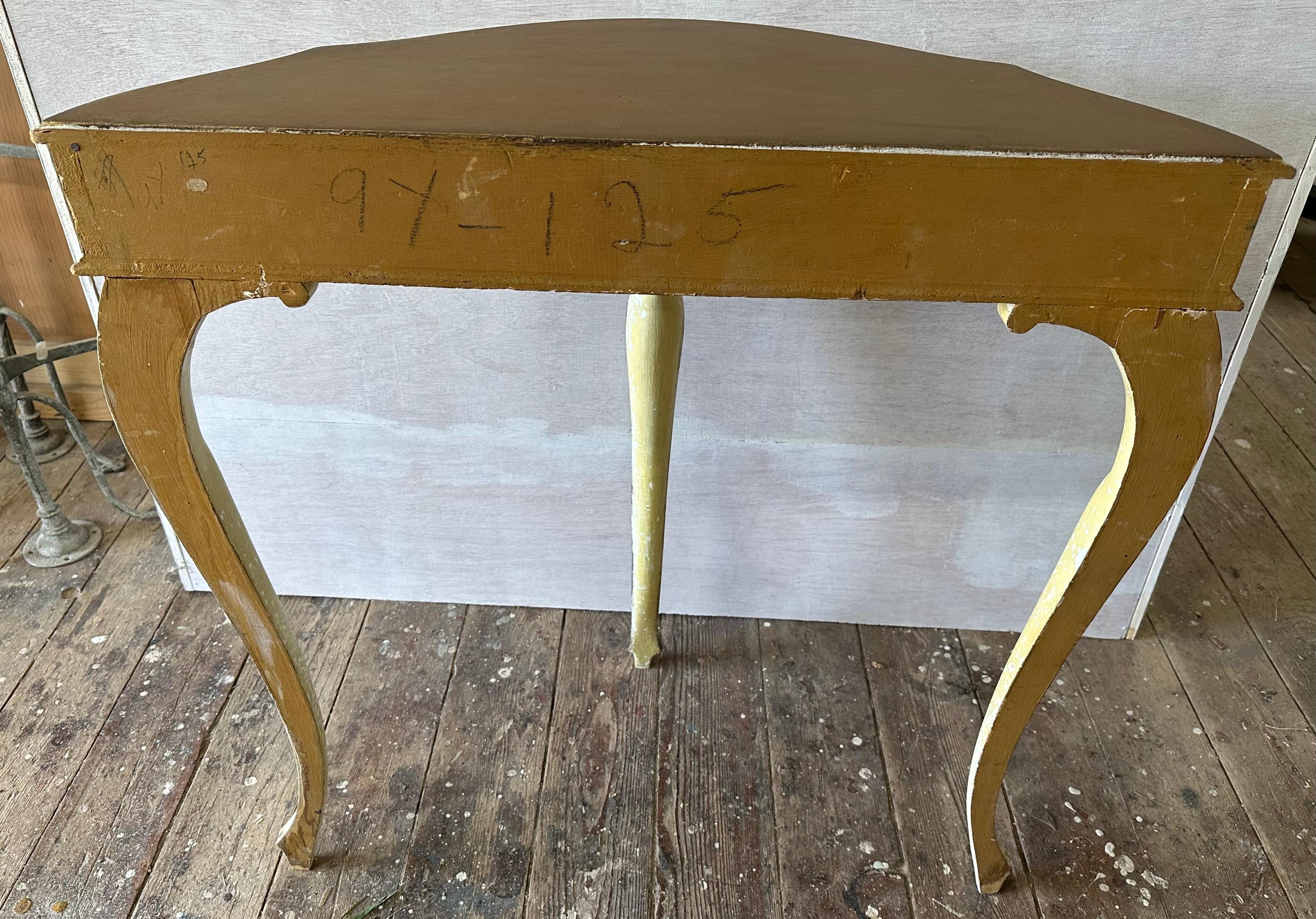 Petitte French Rococo Style Painted Console Table For Sale 9