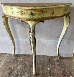 Petitte French Rococo Style Painted Console Table