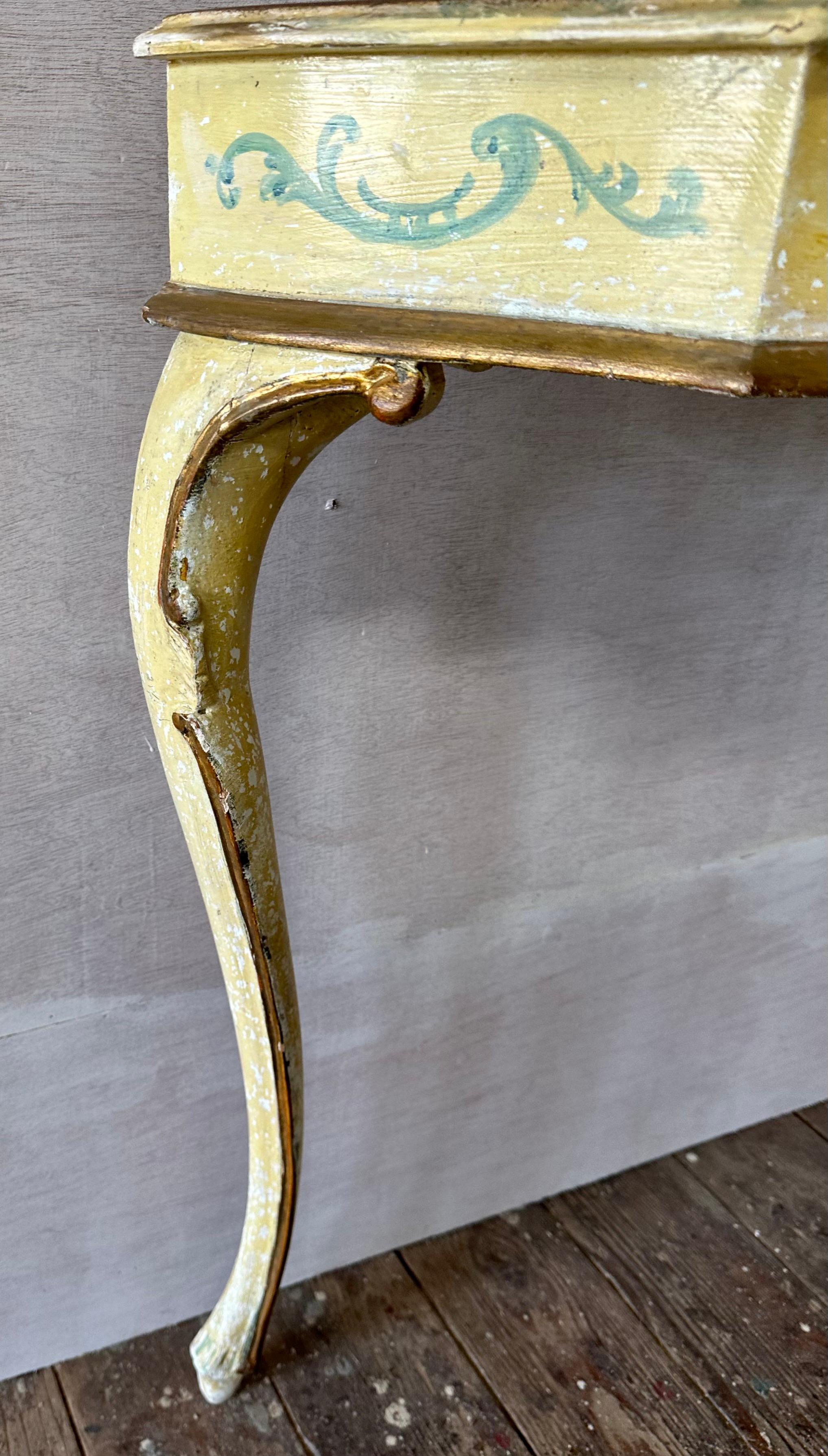 Petitte French Rococo Style Painted Console Table For Sale 3
