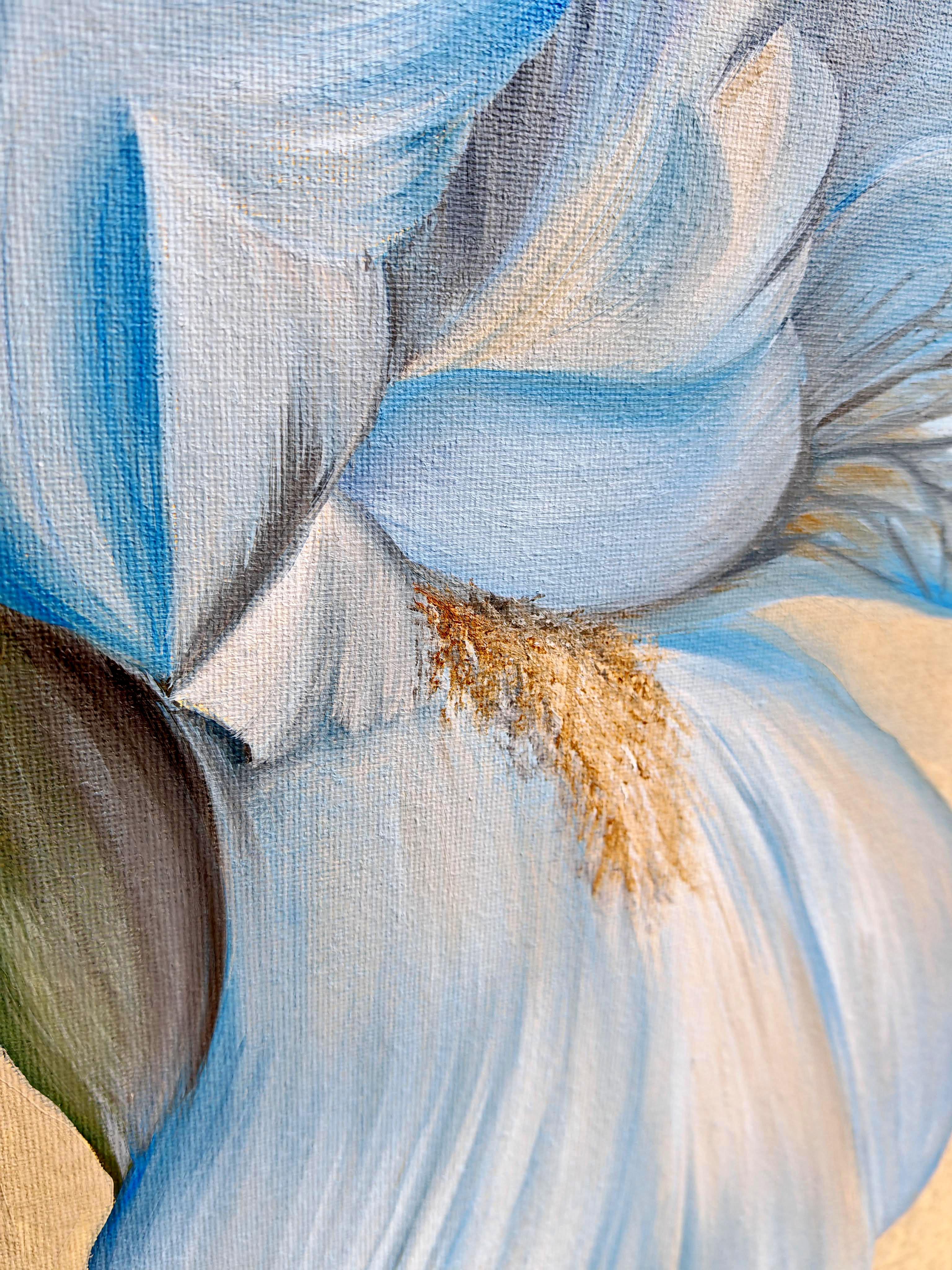 Sometimes solitude chooses its own colors—pale azure like forgotten letters, cream like the silence between heartbeats. This work inhabits the space where longing becomes language, where the ache of distance transforms into something unexpectedly