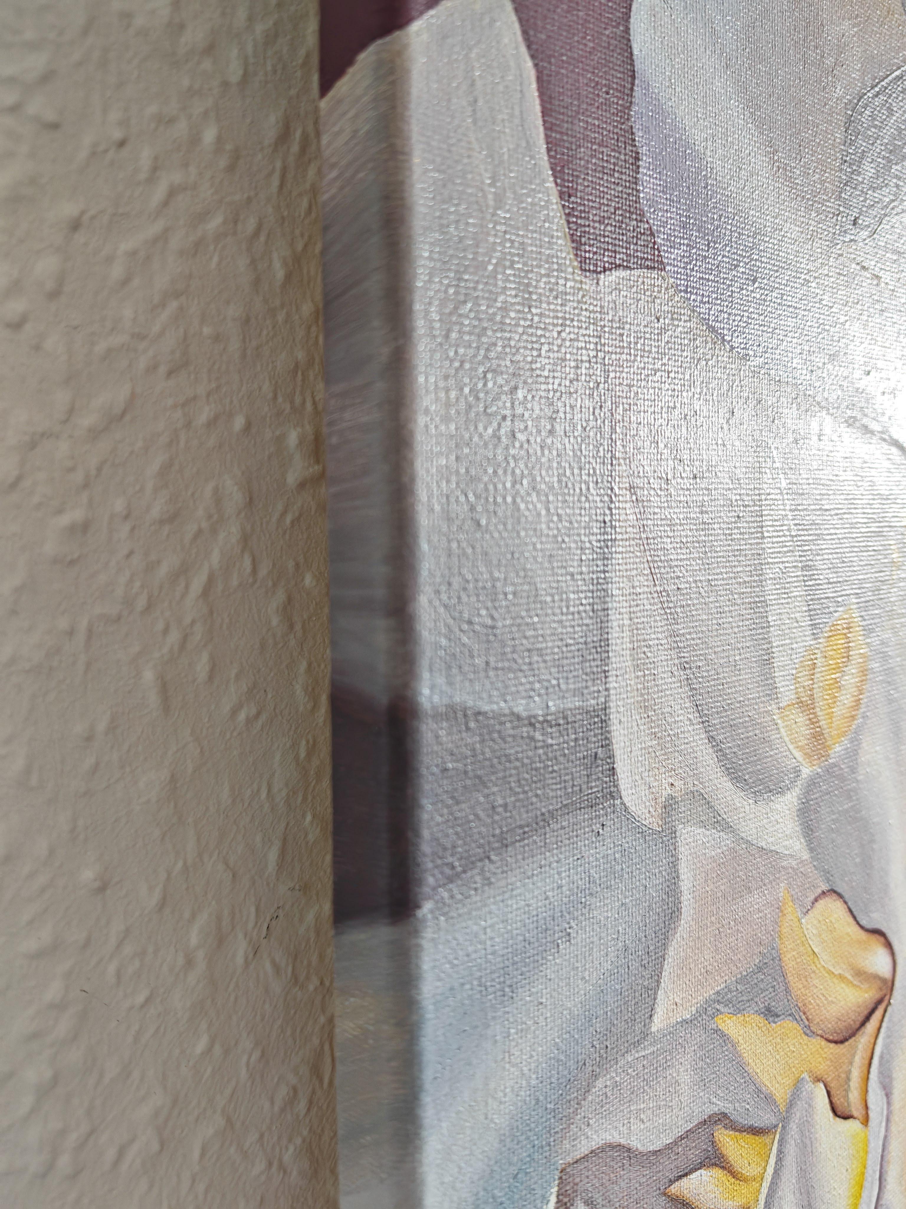 Tendresse éphémère - Gris Still-Life Painting par Petiuk Olga