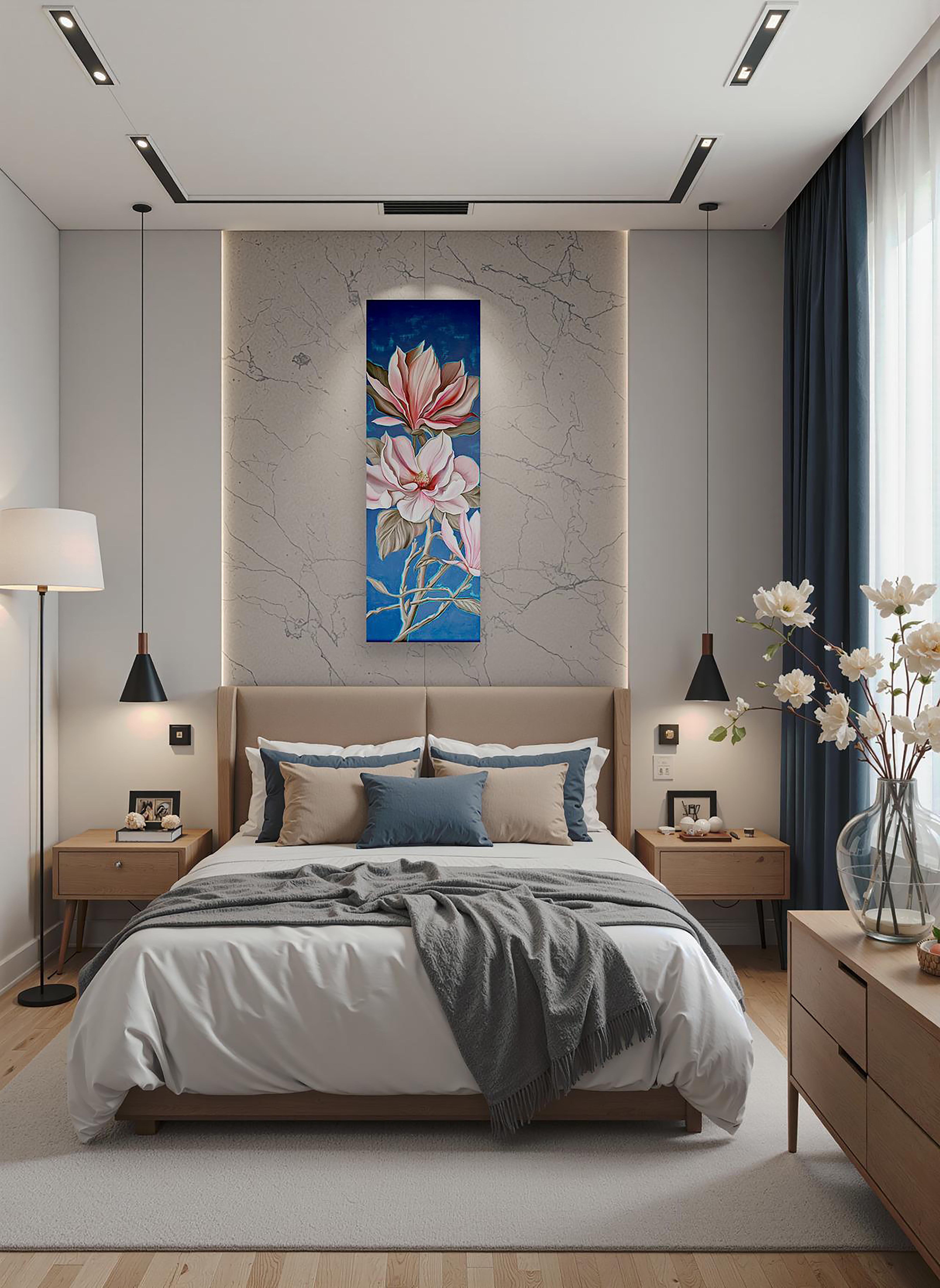 Silence from Which the Magnolia Blooms - Painting by Petiuk Olga