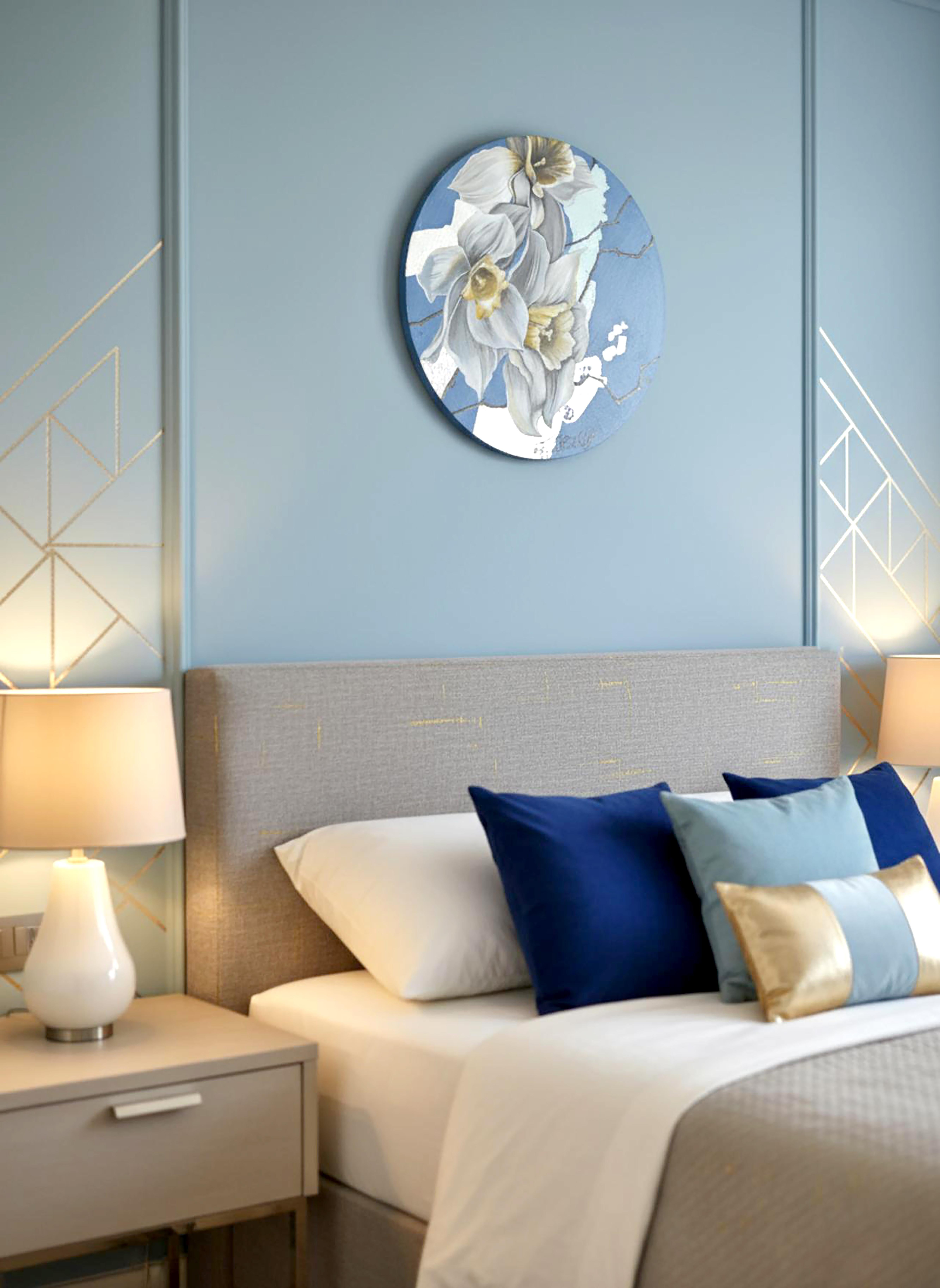 Spring Voices - Beige Landscape Painting by Petiuk Olga