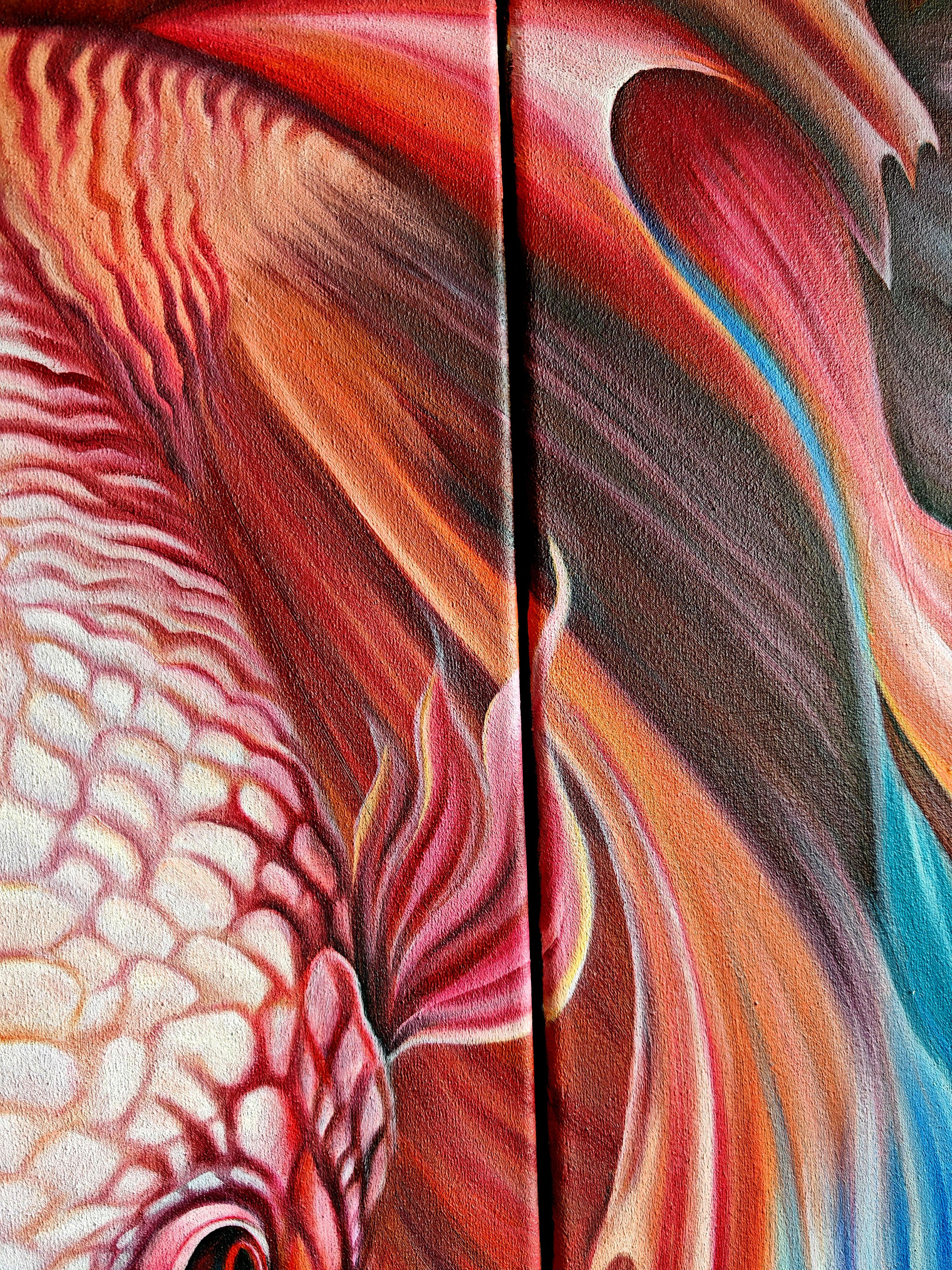 Le courant silencieux. Diptyque - Noir Animal Painting par Petiuk Olga