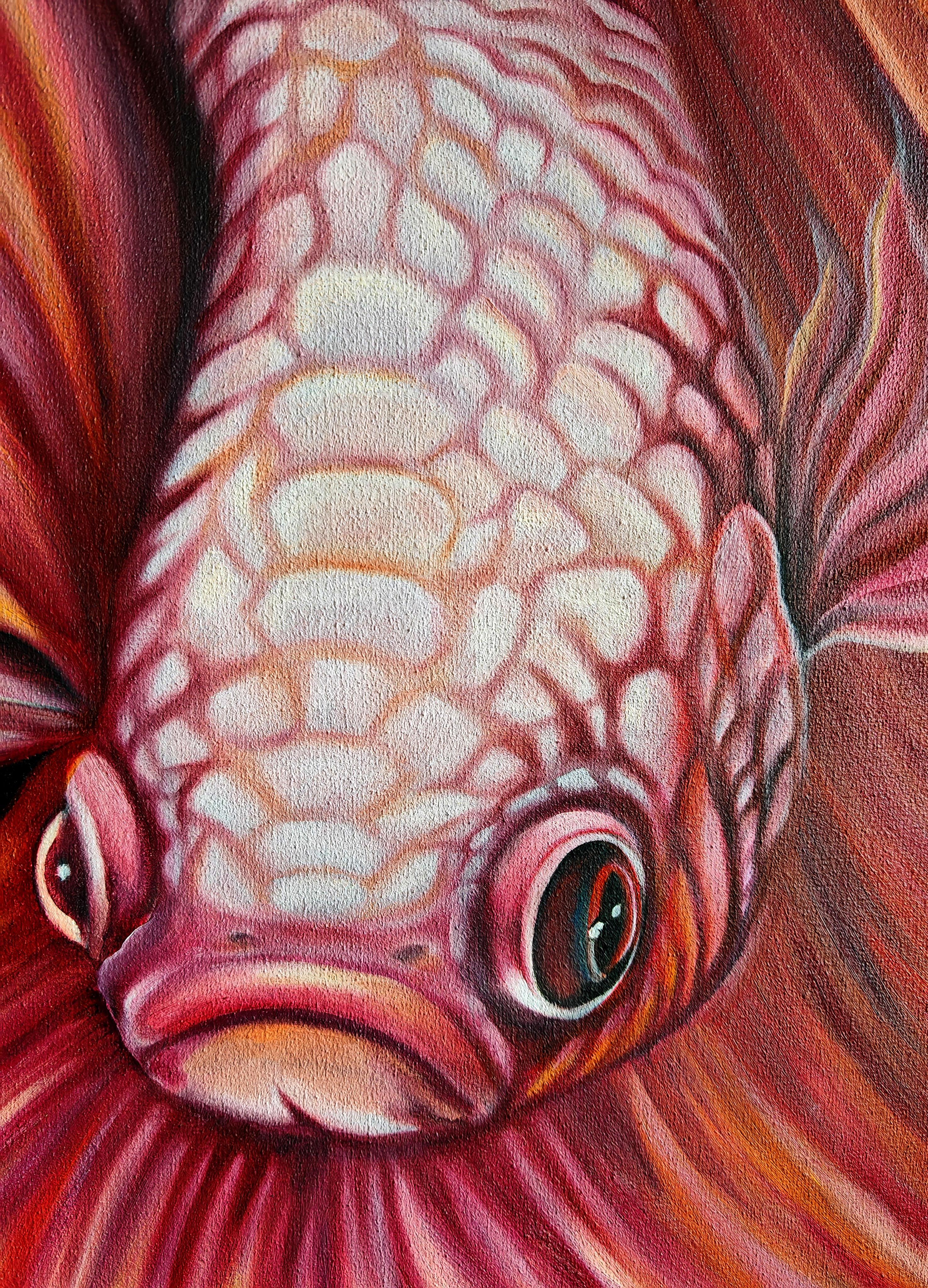 Au milieu du vaste vide noir, un poisson betta émerge, ses nageoires délicates se déployant comme des vagues de soie liquide, mêlant des pastels doux à des tons ardents. Suspendue entre mouvement et immobilité, elle devient une force silencieuse,