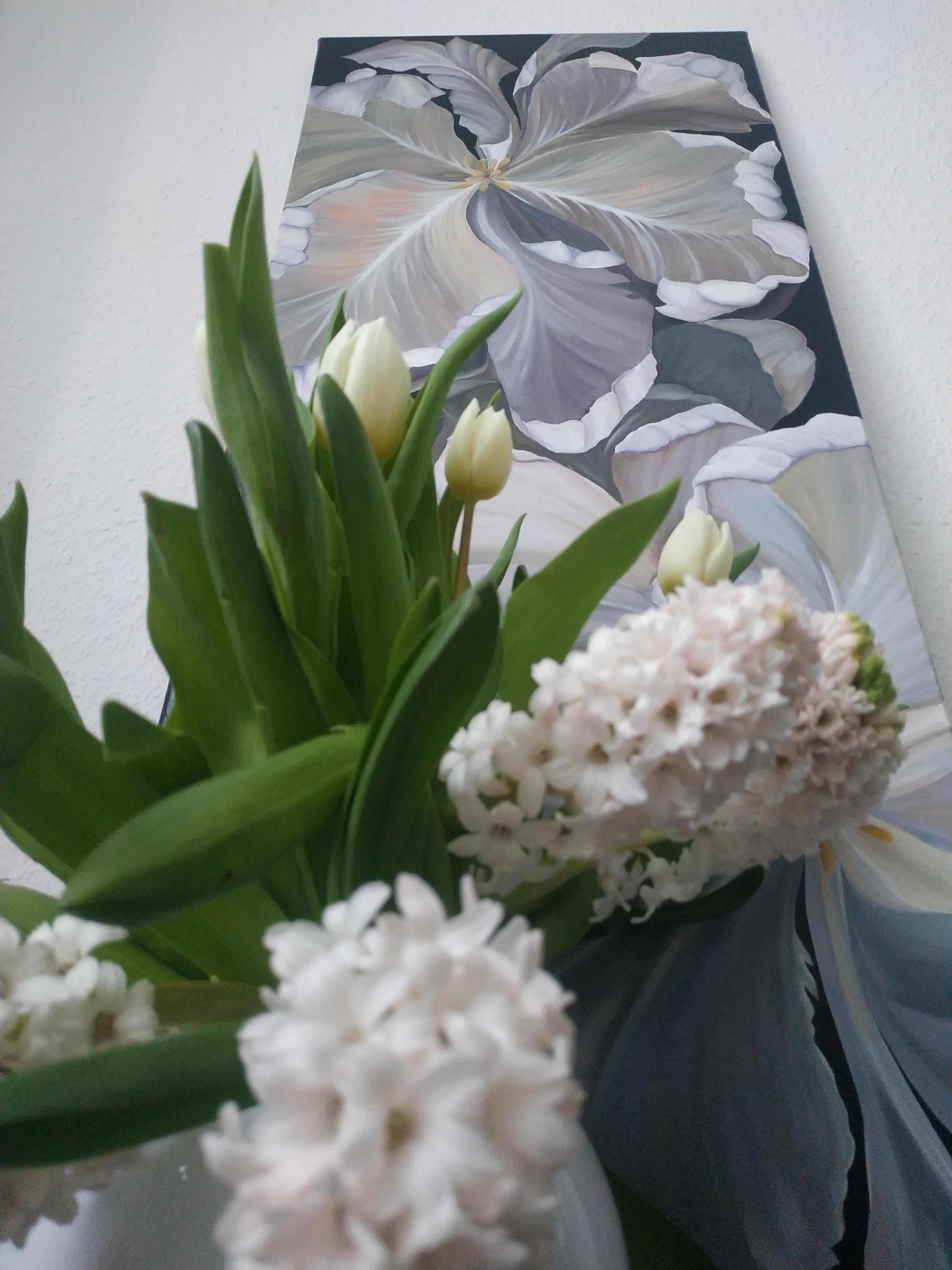 Der weiße Rhythmus der Stille – Painting von Petiuk Olga