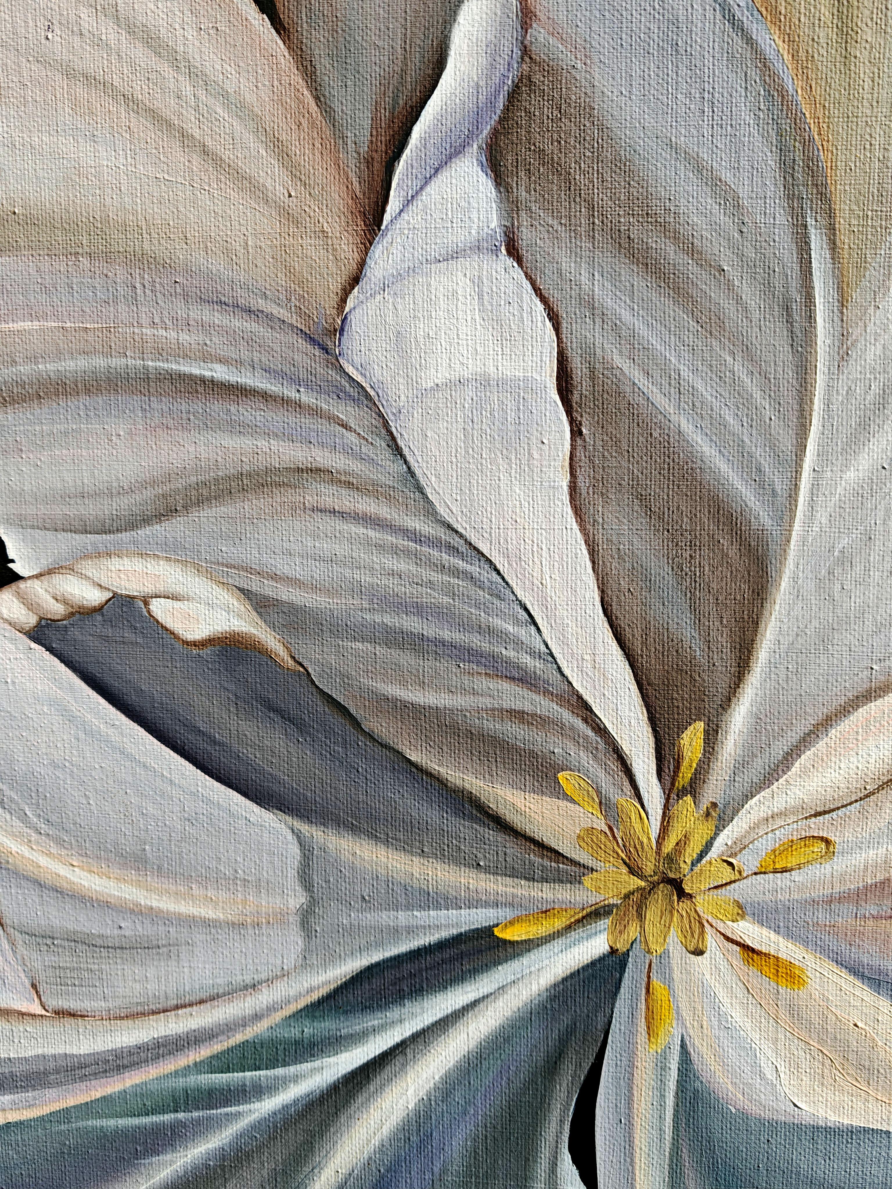 Der weiße Rhythmus der Stille (Schwarz), Still-Life Painting, von Petiuk Olga