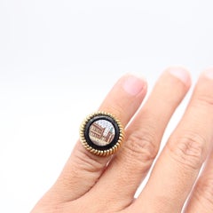 PETOCHI Firenze Roman Revival Ring With Micro Mosaic In Solid 18Kt Yellow Gold