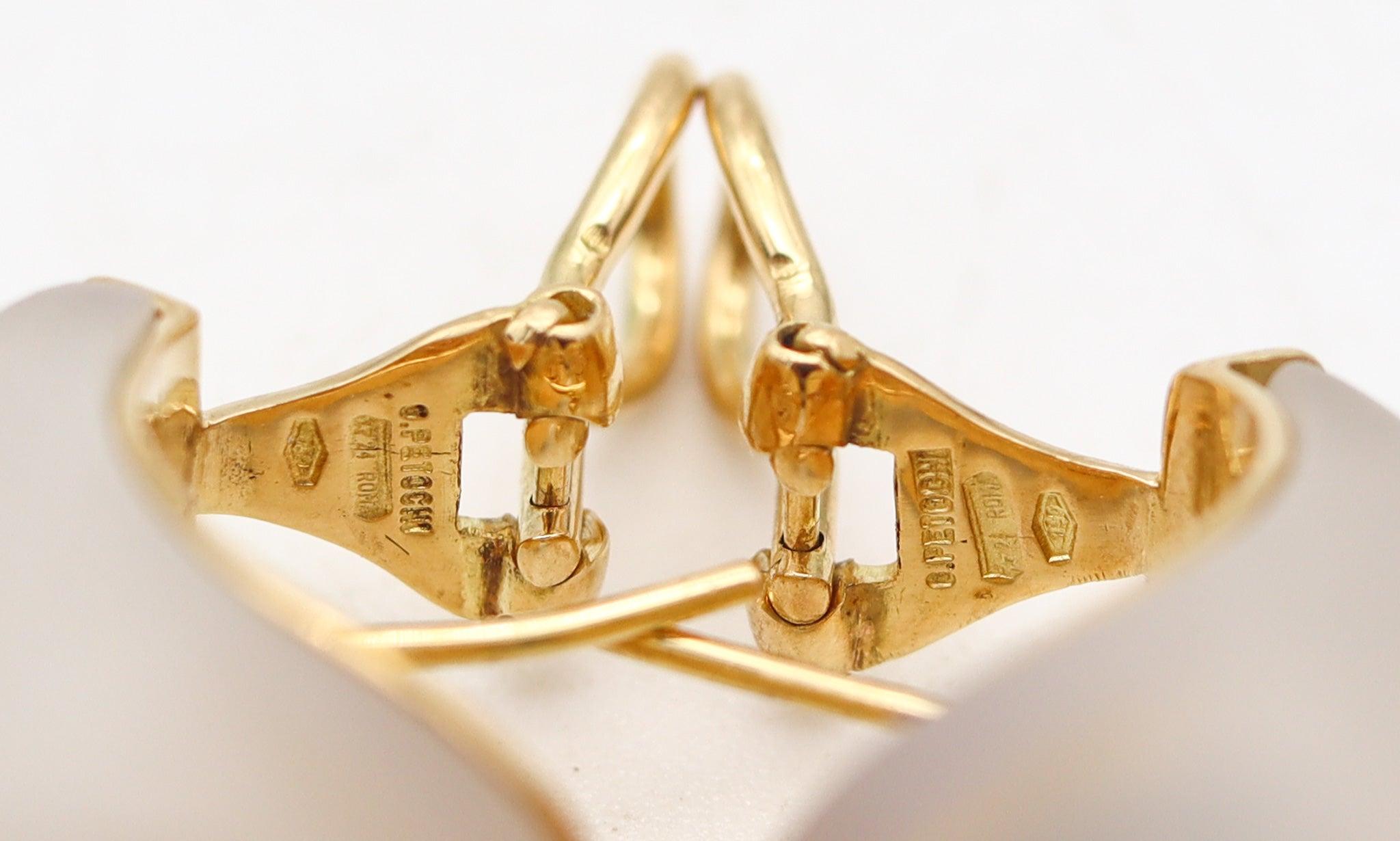 PETOCHI Clips d'oreilles en or jaune 18 carats avec améthystes rondes Pour femmes en vente