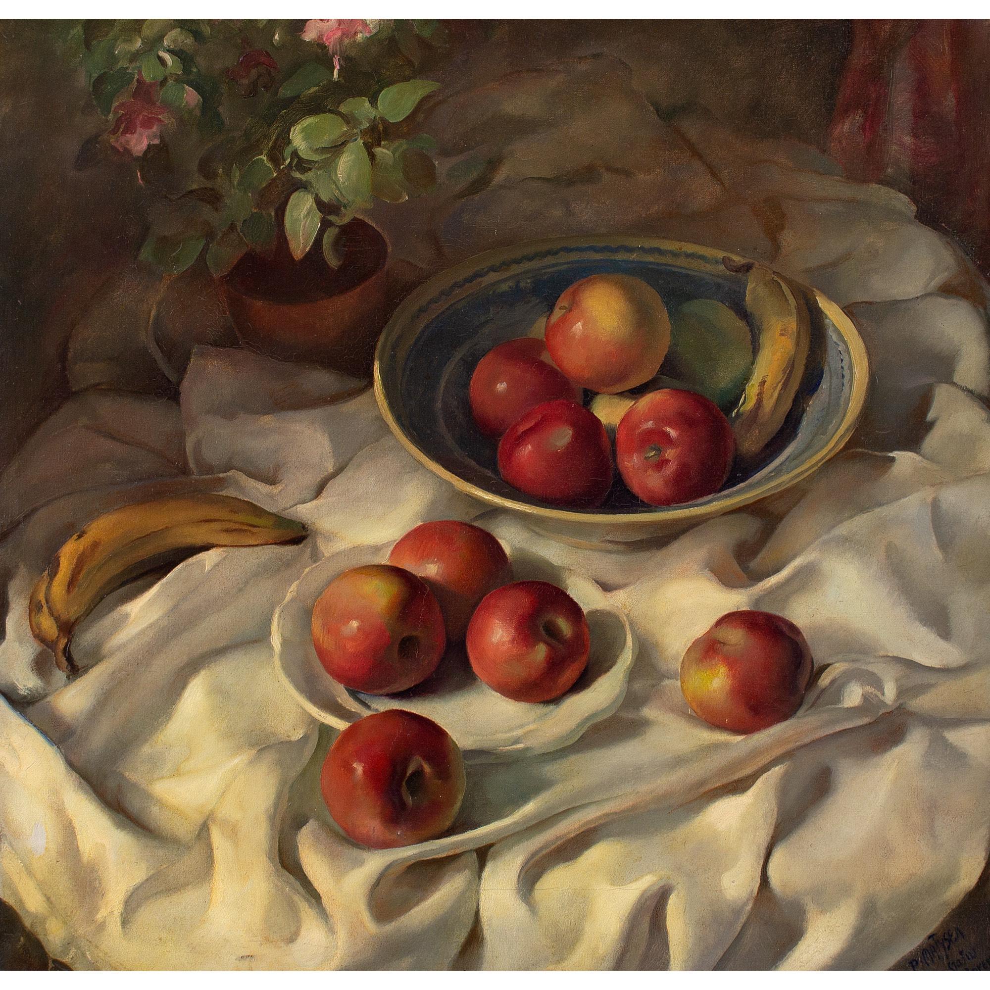 Petr Matýsek, Still Life With Apples & Bananas, Oil Painting 1