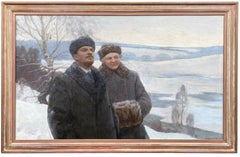 Lenin y Krupskaya en un paisaje invernal" Petr Malyshev (1909 - Moscú - 1976)