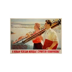 1951 Soviet Poster – “Toward New Successes, Young Builders of Communism”