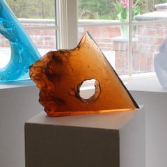 'Red Point' Abstract Glass Sculpture
