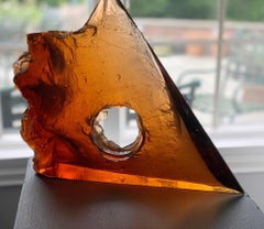 Sculpture en verre abstraite « Red Point »