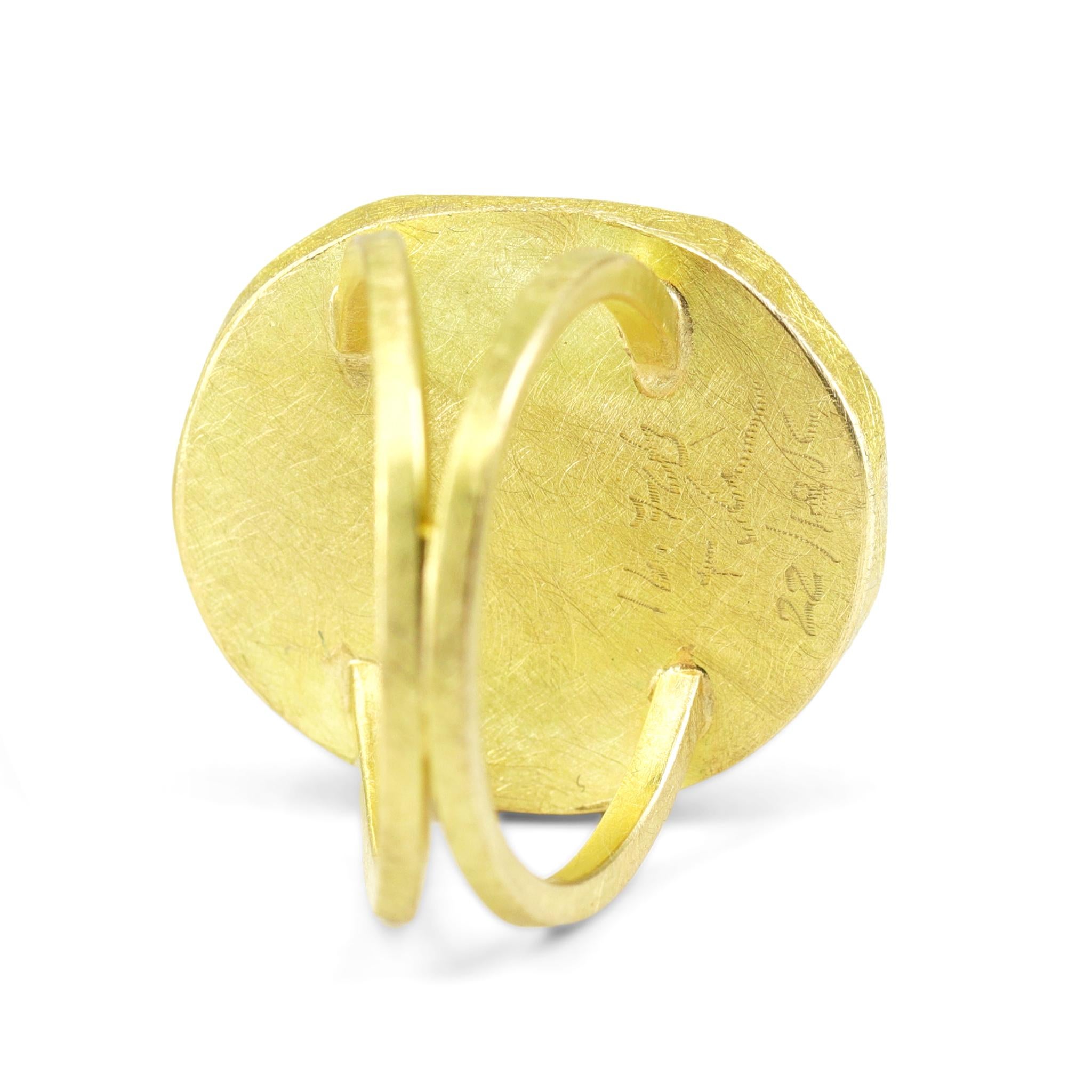 Bague Petra Class 16,70 carats aigue-marine brute en or jaune 22 carats, unique en son genre en vente 1