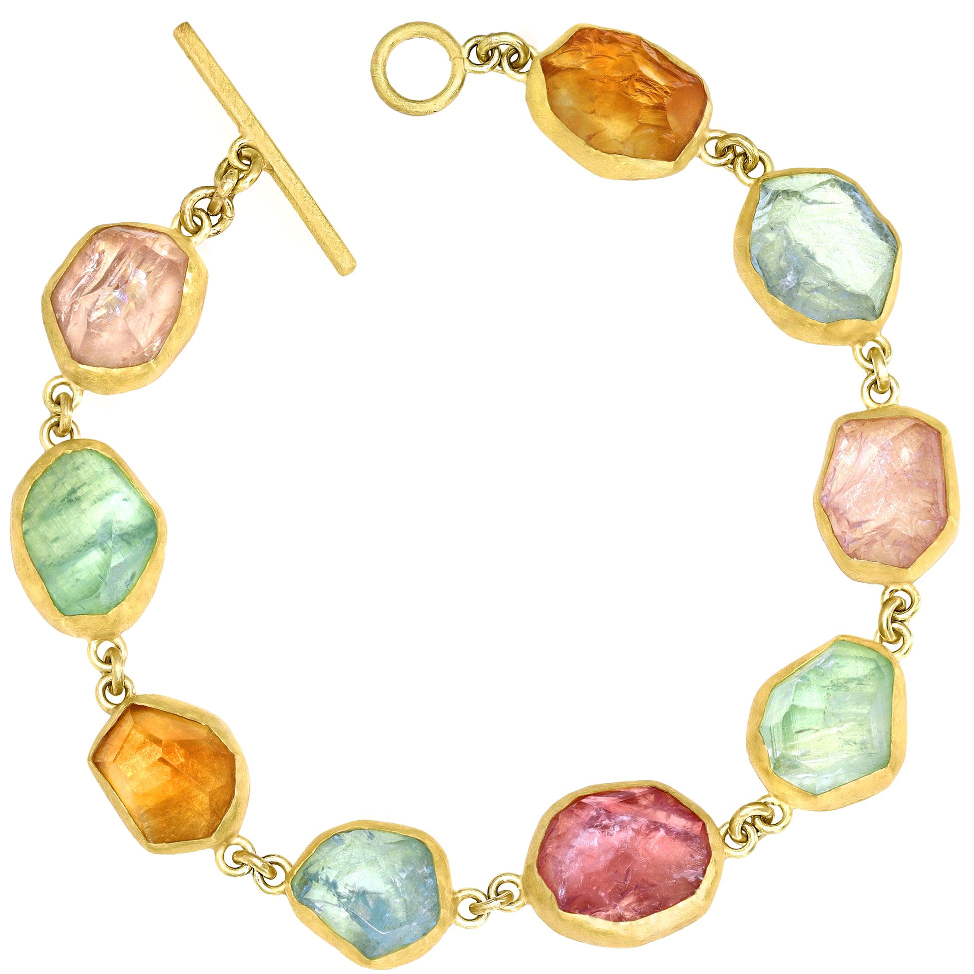 Petra Class Aquamarine Citrine Imperial Topaz Green and Pink Tourmaline Bracelet