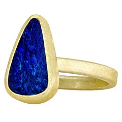 Petra Class Deep Violet Blue Australian Opal Doublet High Karat Gold Ring