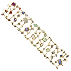 Petra Class Diamond Sapphire Tanzanite Aqua Garnet Amethyst Masterpiece Bracelet
