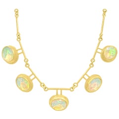 Petra Class Fiery Faceted Ethiopian Opal One-of-a-Kind Double Segment Necklace
