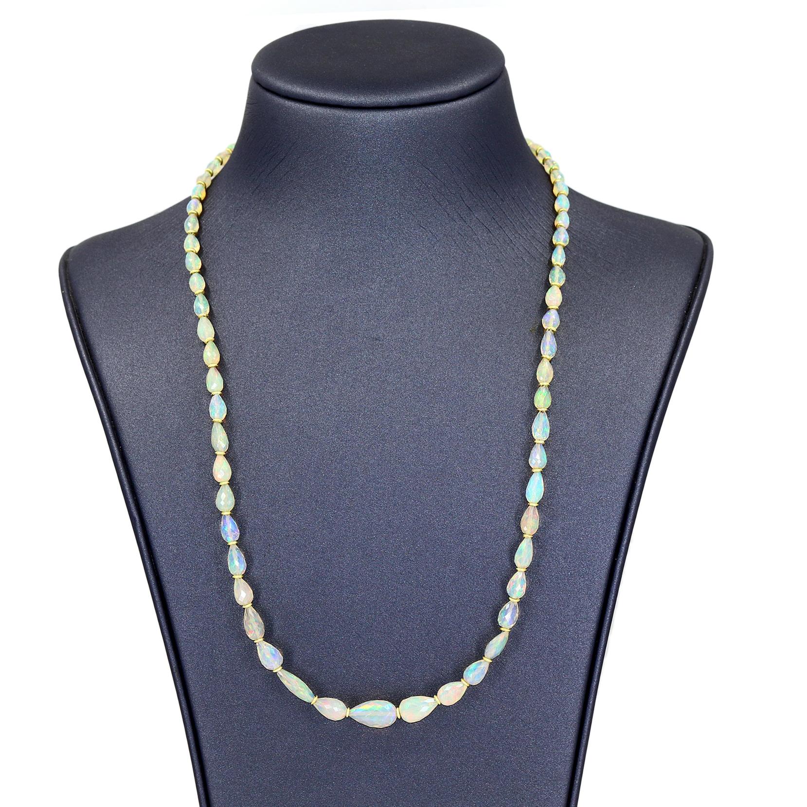 Artist Petra Class Fiery Faceted Opal One-of-a-Kind Segments Necklace