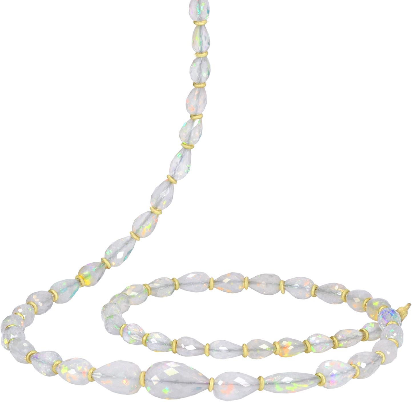 Petra Class Fiery Faceted Opal One-of-a-Kind Segments Necklace