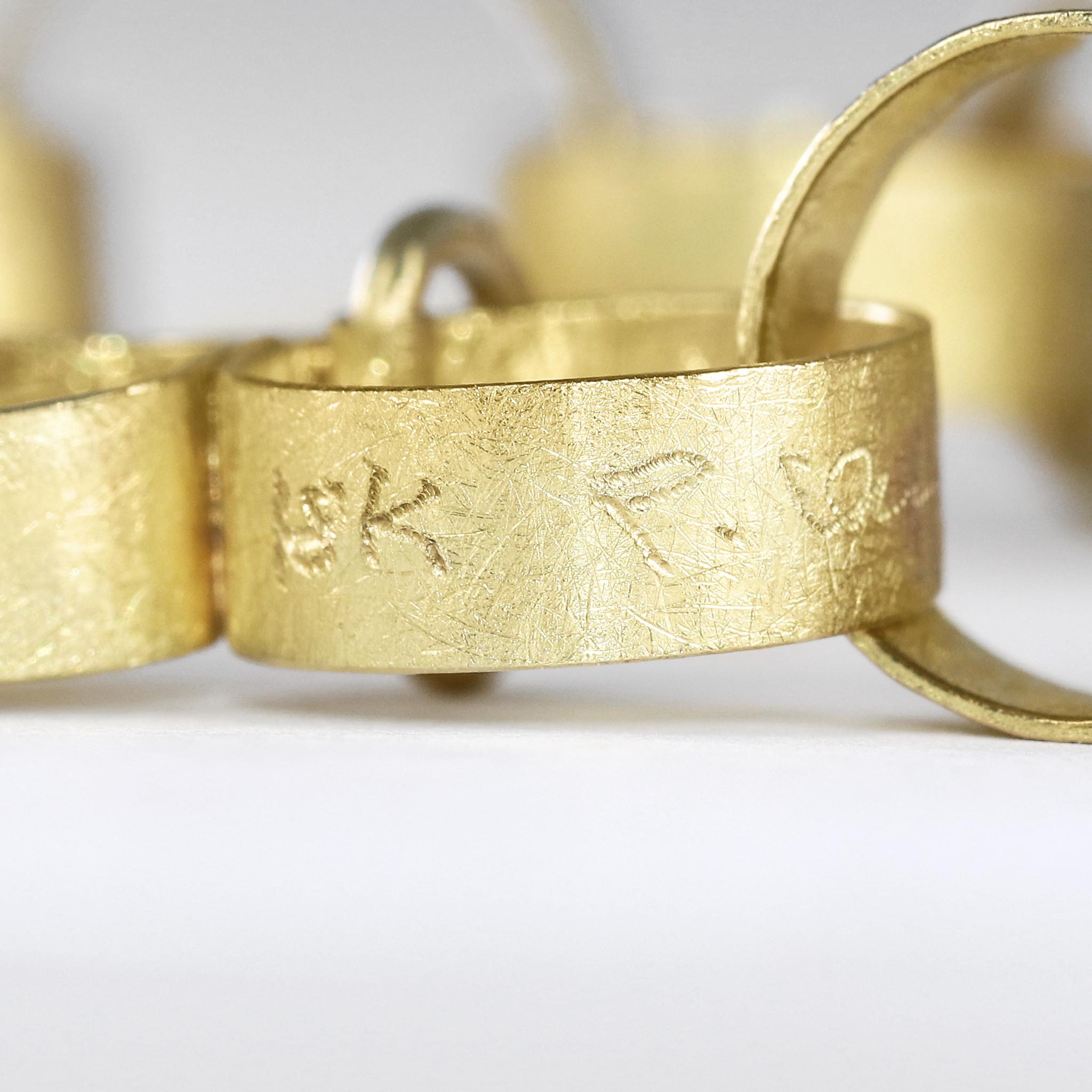 Handgefertigte schwere runde Papierkette Gold-Diamant-Verschluss-Armband von Class Class im Zustand „Neu“ in Dallas, TX