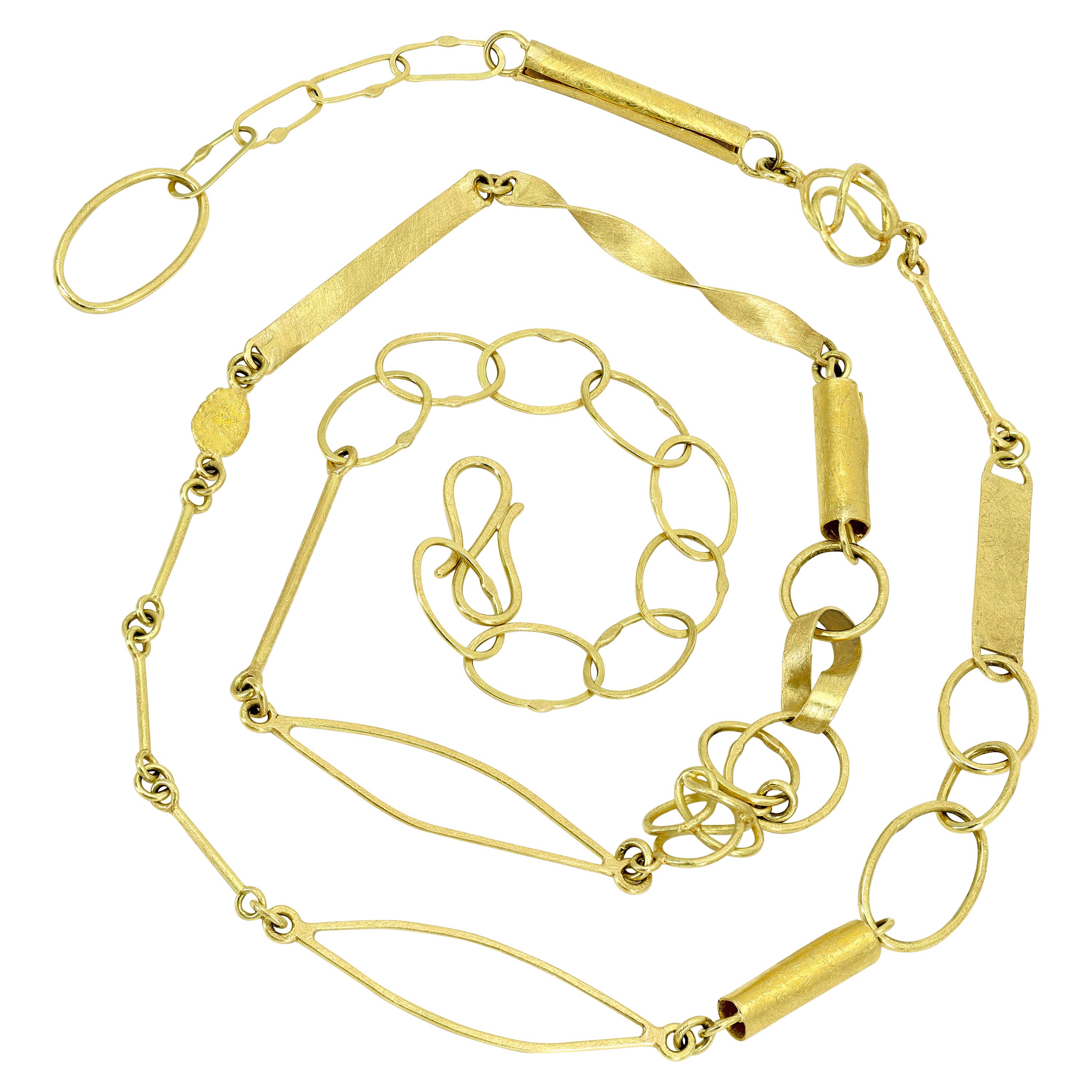 Petra Class Handmade High Karat Gold Mix 'n Mingle Chain Link Necklace