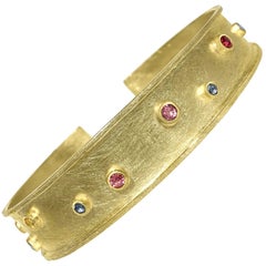 Petra Class Multicolored Sapphire One of a Kind Cuff Bracelet