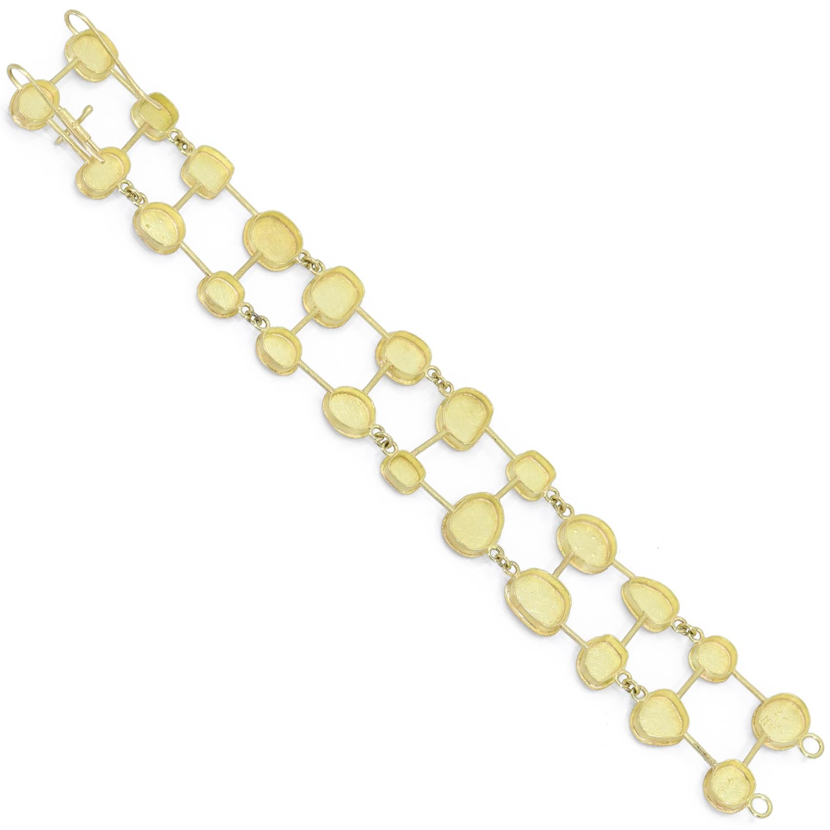 Artisan Petra Class One of a Kind 6.60 Carat Assorted Diamond Gold Segments Bracelet