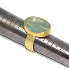 Petra Class One of a Kind Aquamarine Crystal High Karat Yellow Gold Ring
