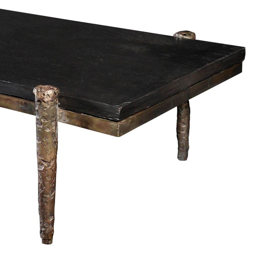 French Petra Coffee Table in Solid Bronze For Sale