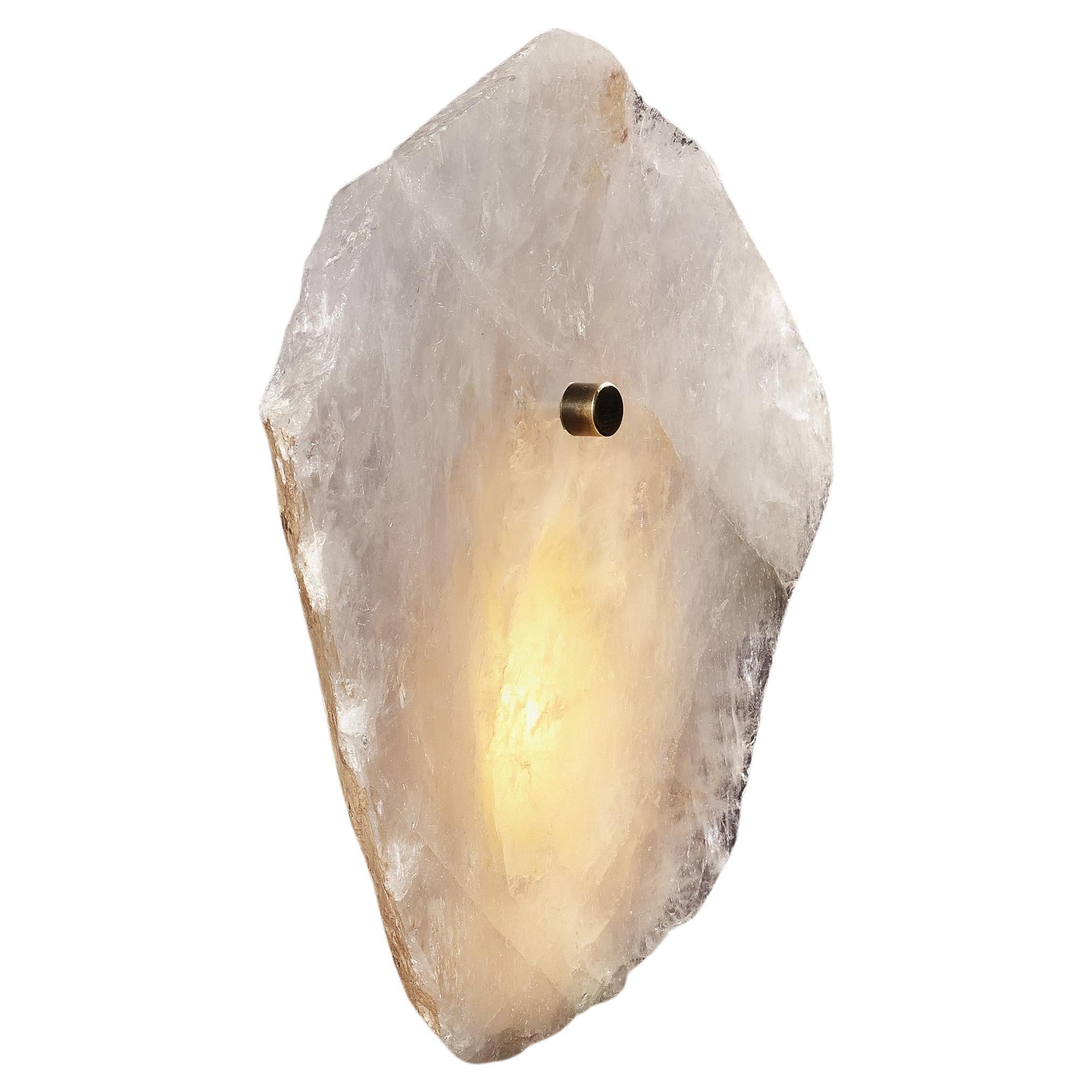 Organic Shape, Slice of Mono Clear Quartz Sconce by Christopher Boots