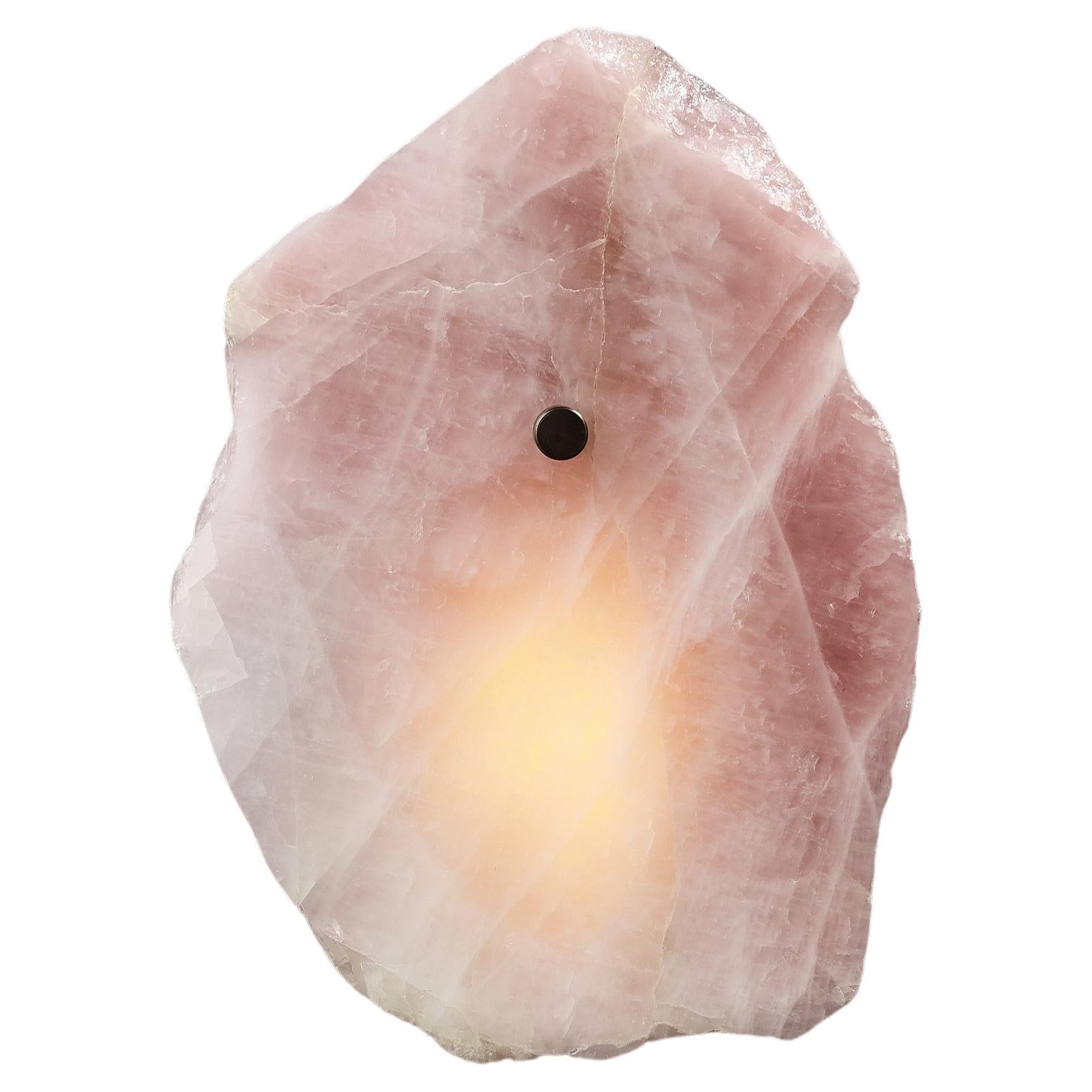 Organic Shape, Slice of Mono Rose Quartz Sconce by Christopher Boots