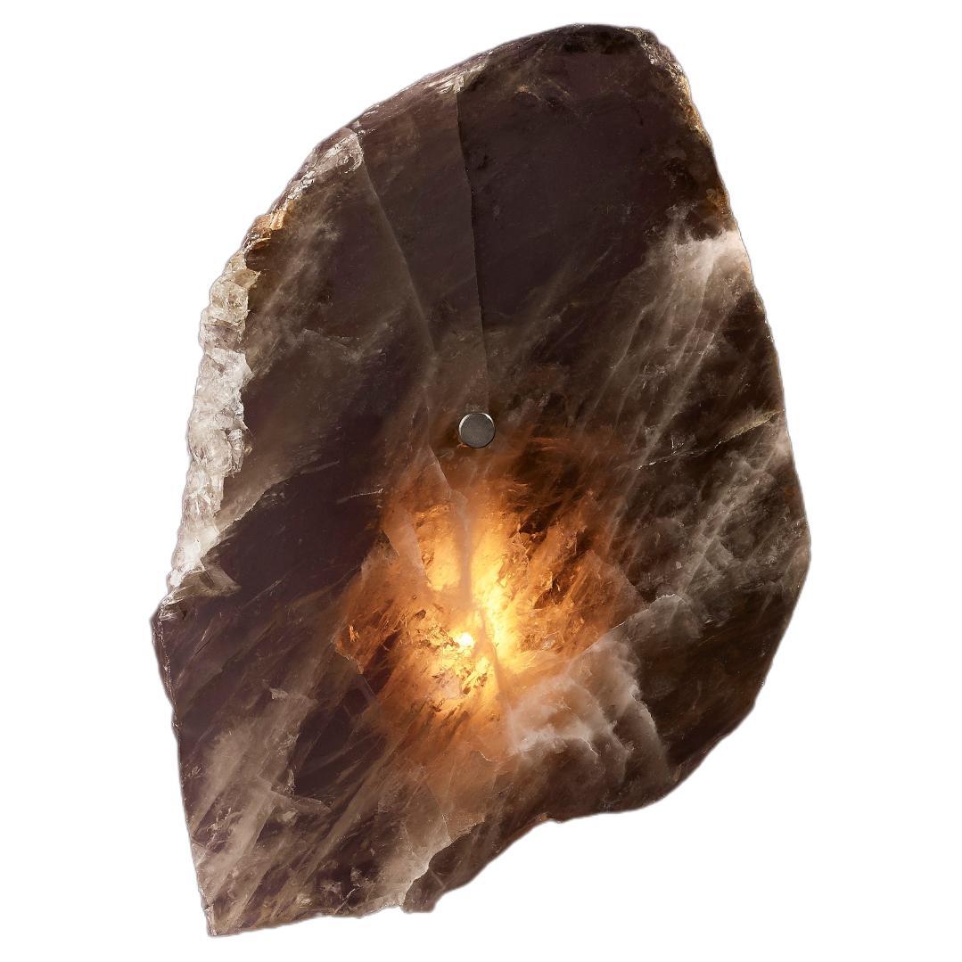 Organic Shape, Slice of Mono Smoky Quartz Sconce by Christopher Boots