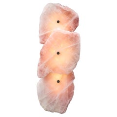 Contemporary Unique Form Triple Rose Pink Quartz Sconce by Christopher Boots