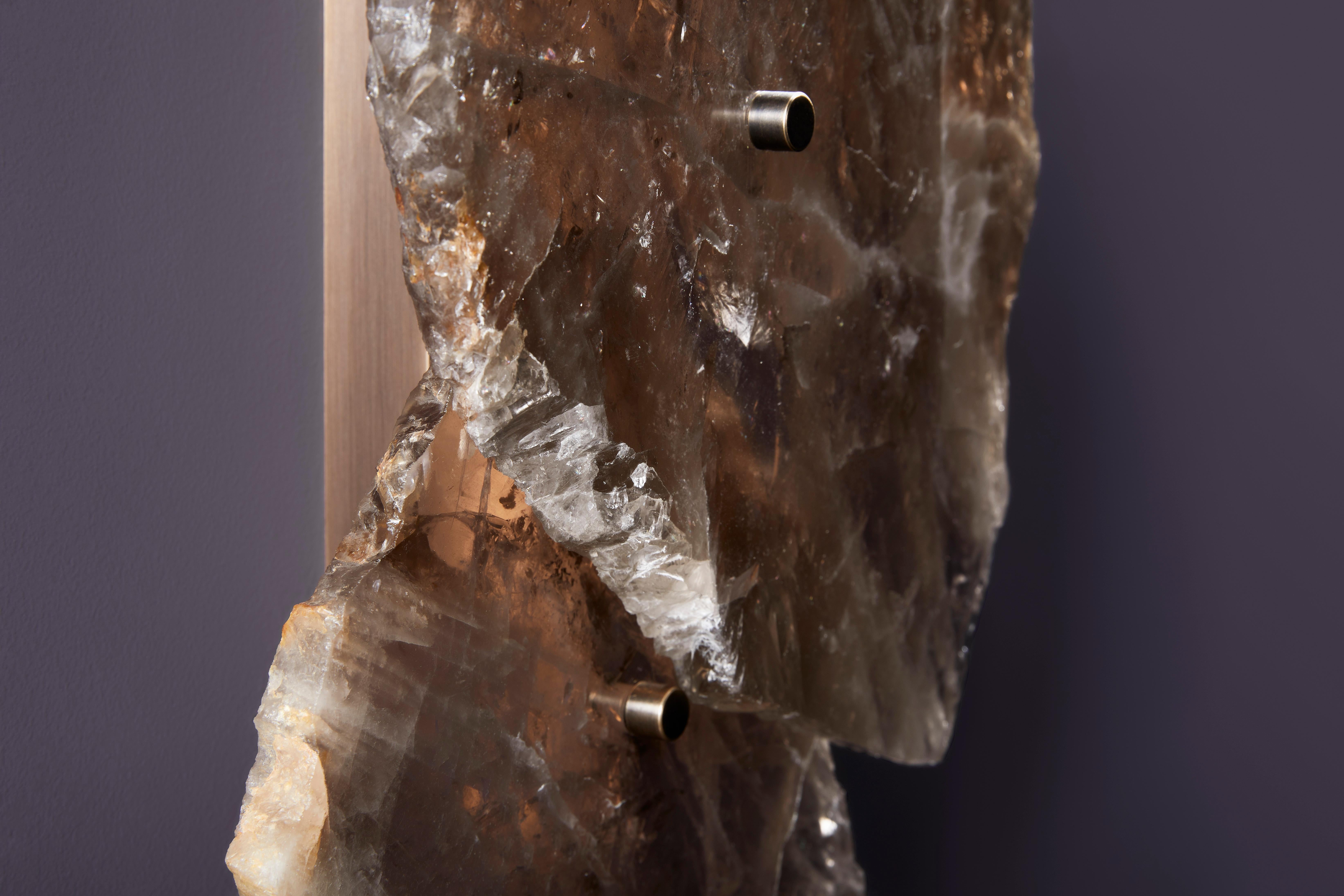 Post-Modern Contemporary Unique Form Triple Smoky Quartz Sconce by Christopher Boots For Sale