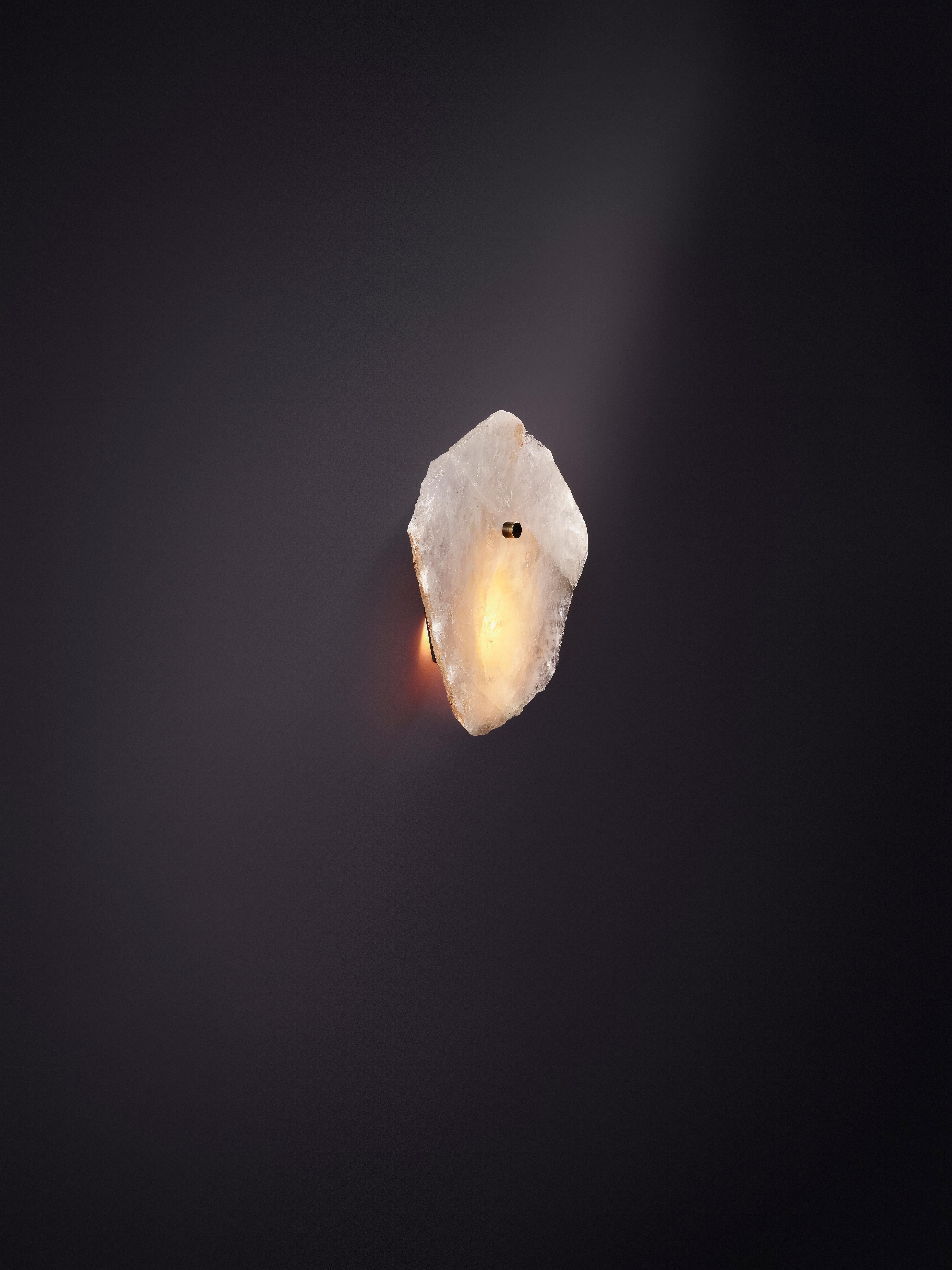 Australian Organic Shape, Slice of Twin Clear Quartz Sconce by Christopher Boots For Sale