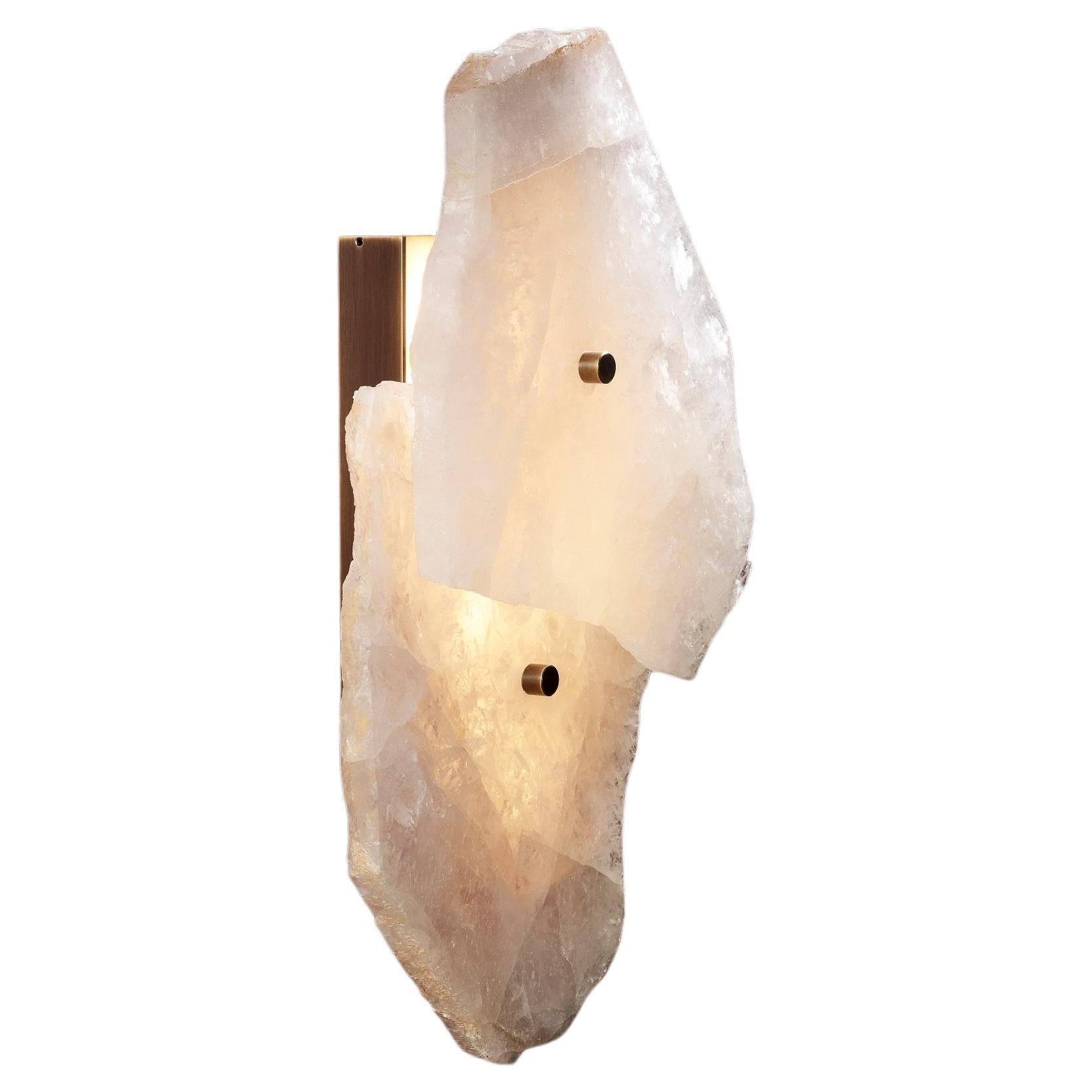 Organic Shape, Slice of Twin Clear Quartz Sconce by Christopher Boots