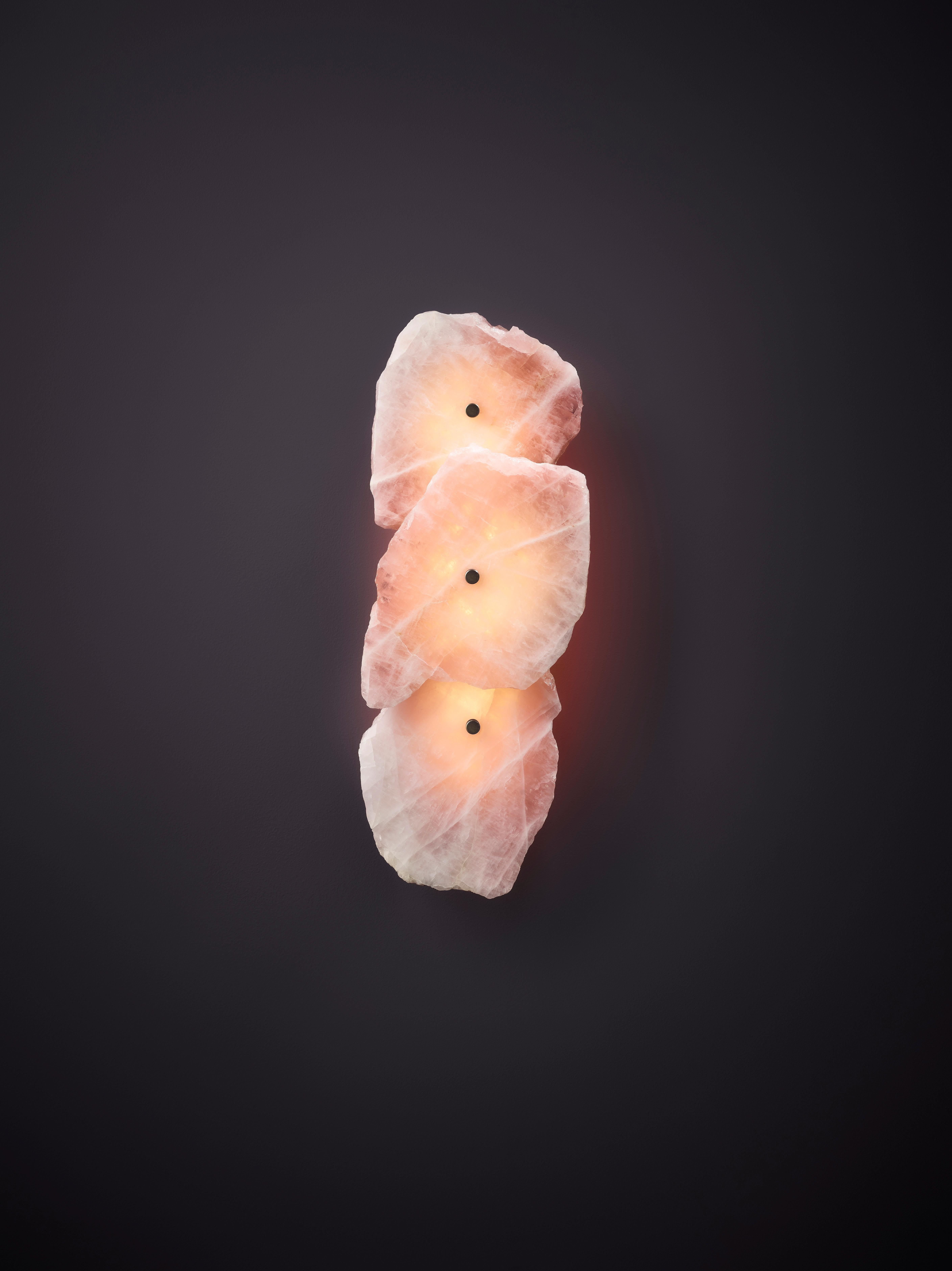 Australian Organic Shape, Slice of Twin Rose Quartz Sconce by Christopher Boots For Sale