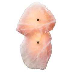 Organic Shape, Slice of Twin Rose Quartz Sconce by Christopher Boots