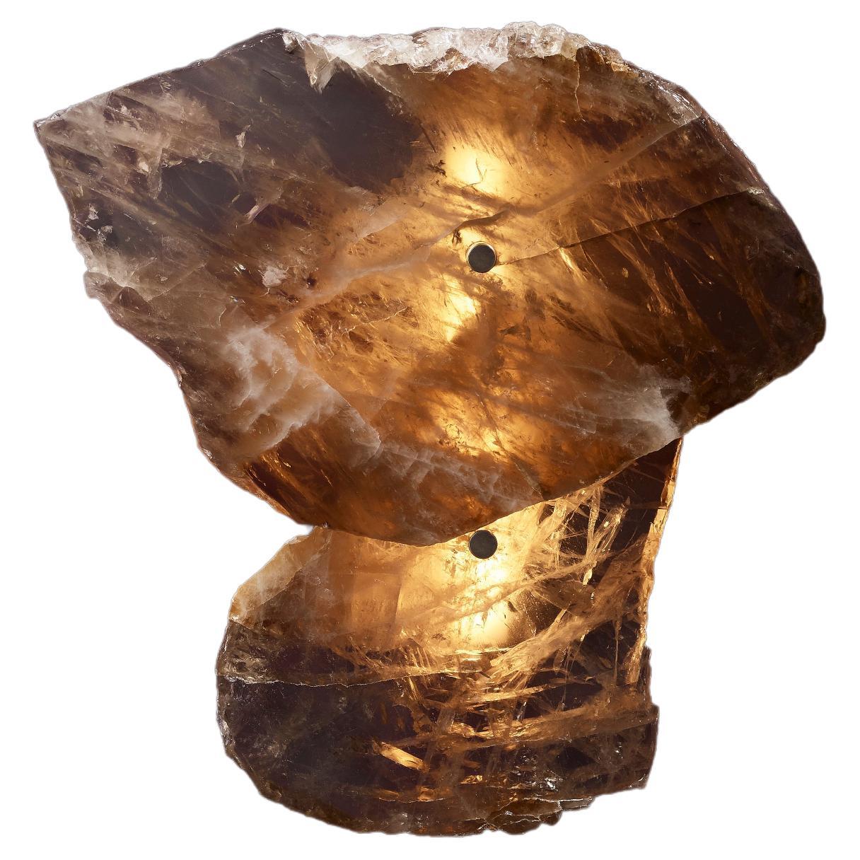 Organic Shape, Slice of Twin Smoky Quartz Sconce by Christopher Boots