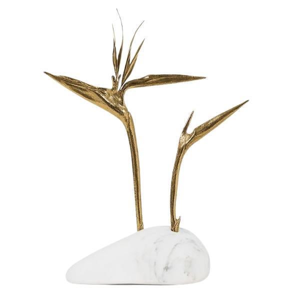 Pétrea III - gold sculpture; natures inspired; marble sculpture;