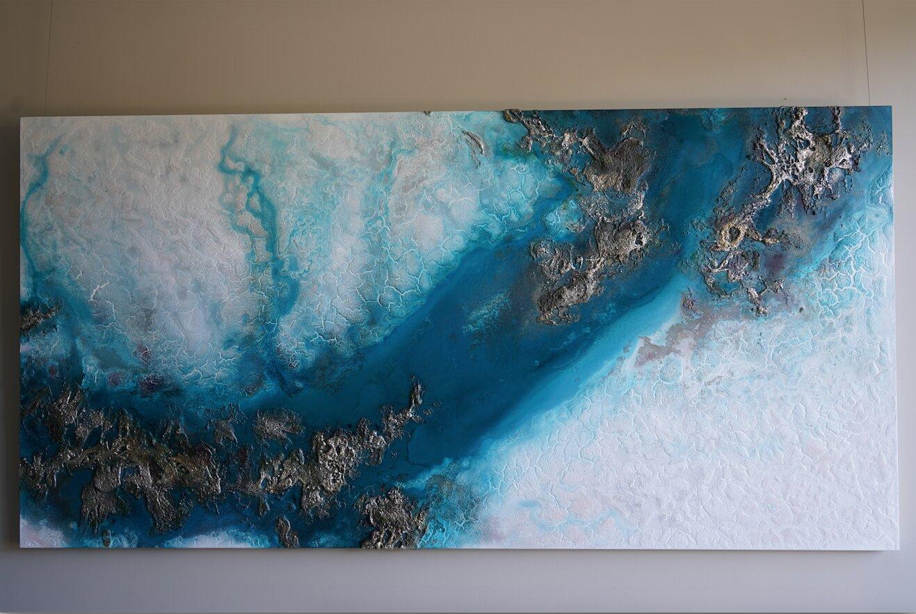 Sandbar Channel, Painting, Acrylic on Wood Panel For Sale 1