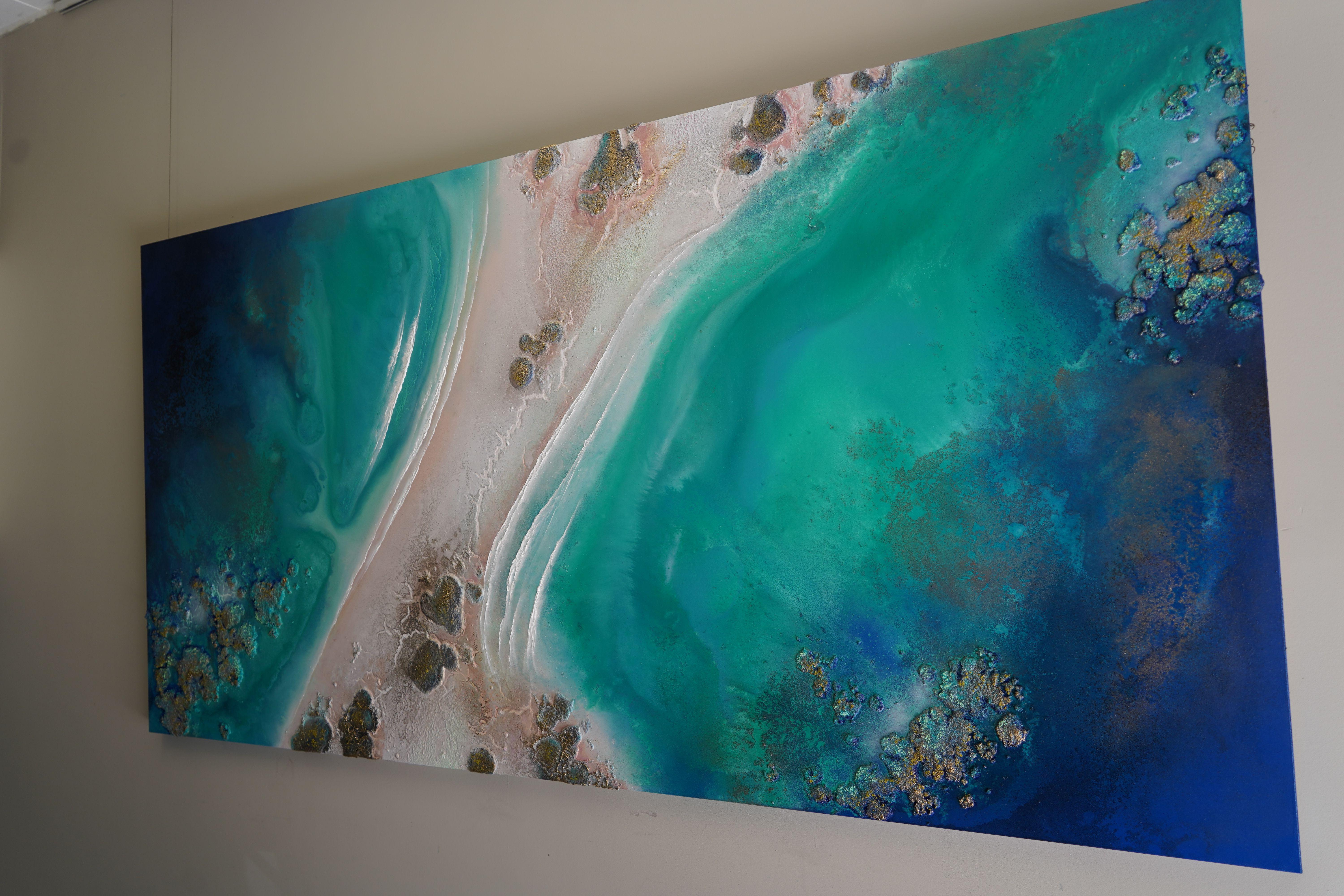Sun Kissed Beach, Painting, Acrylic on Wood Panel For Sale 1