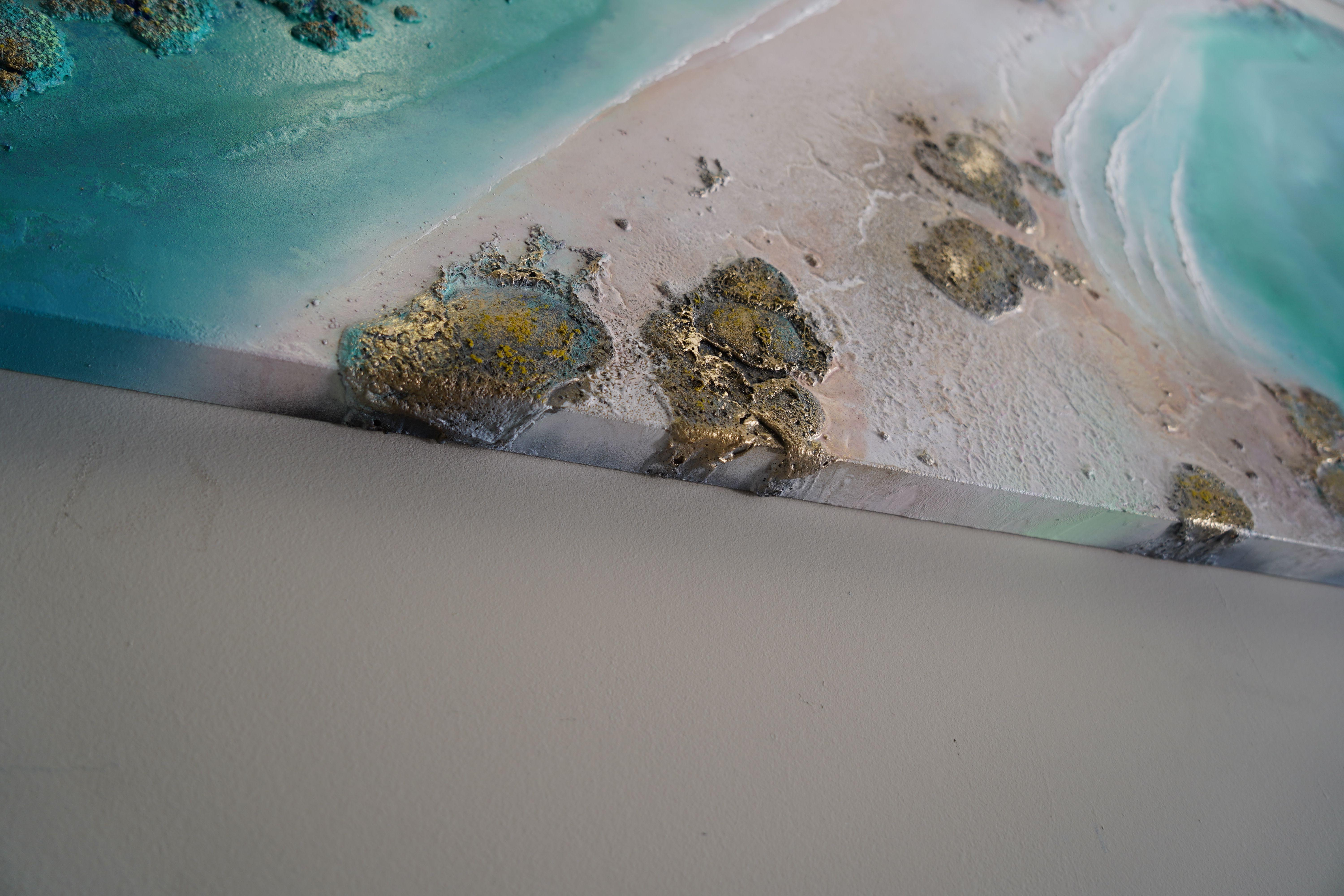 Sun Kissed Beach, Painting, Acrylic on Wood Panel For Sale 2