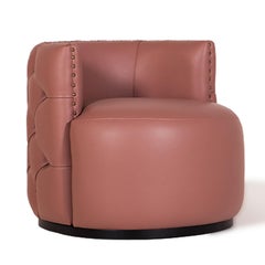 Fauteuil capitonné en cuir rose Petra de Mantellassi 1926