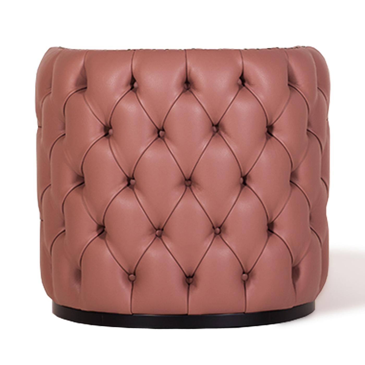 Italiano Poltrona capitonnè Petra in pelle rosa di Mantellassi 1926 in vendita