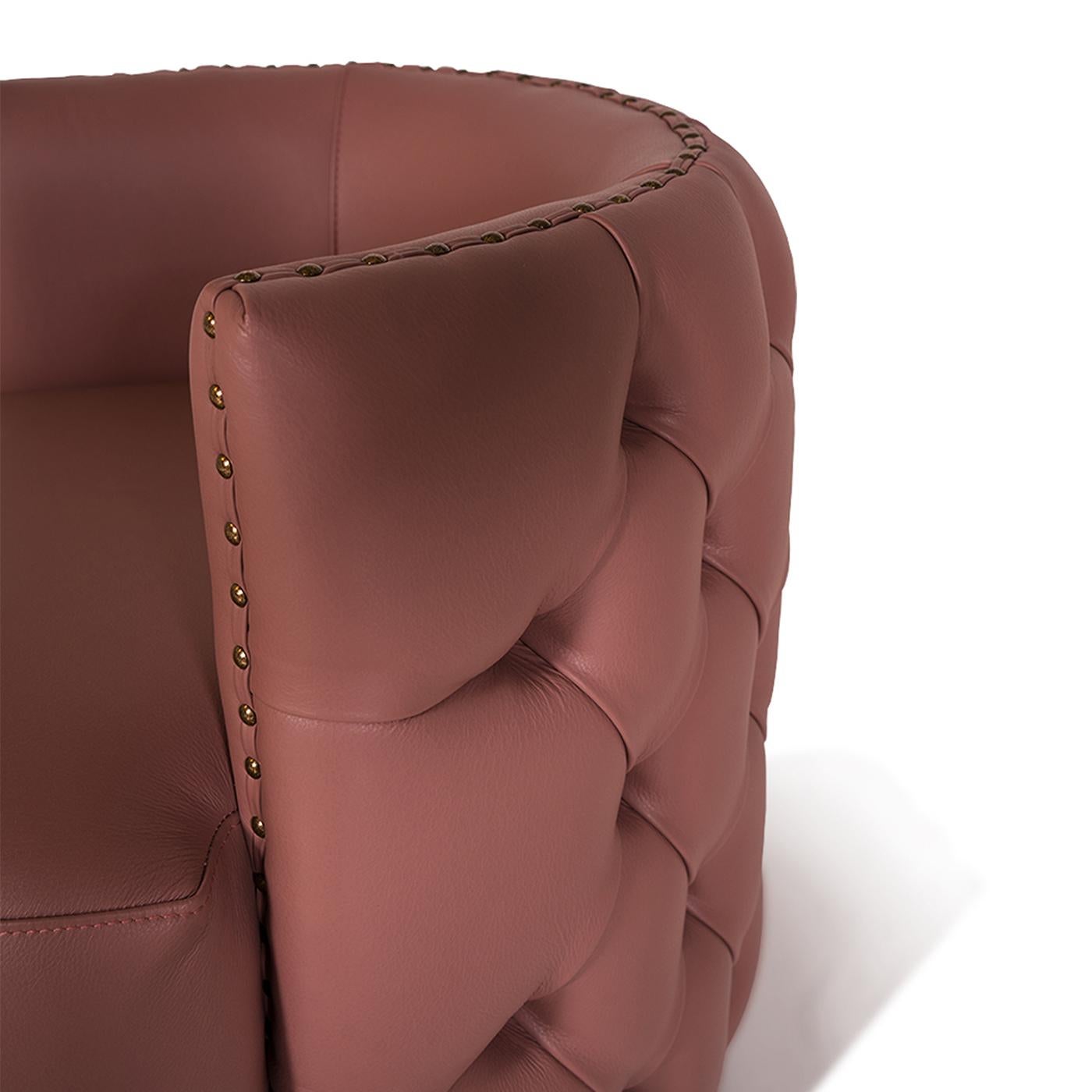Pelle Poltrona capitonnè Petra in pelle rosa di Mantellassi 1926 in vendita