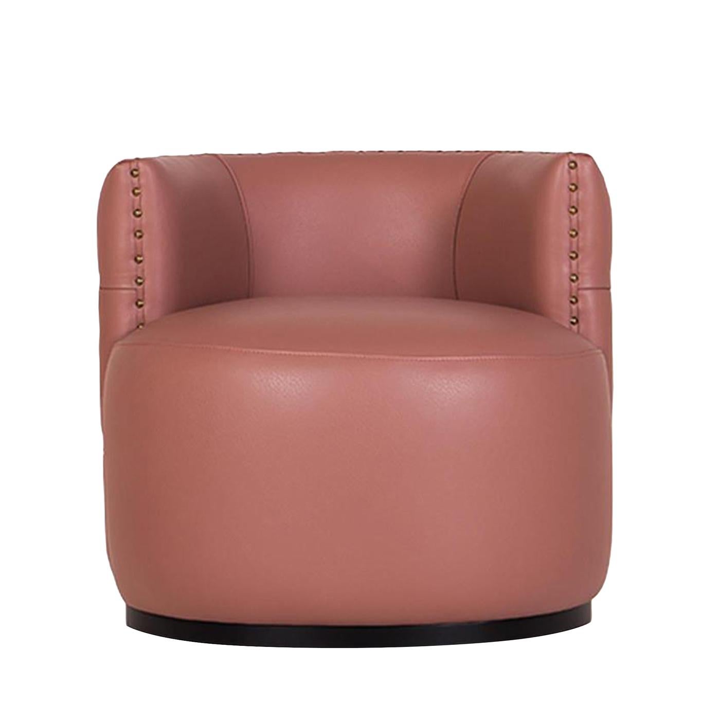 Poltrona capitonnè Petra in pelle rosa di Mantellassi 1926 in vendita 1