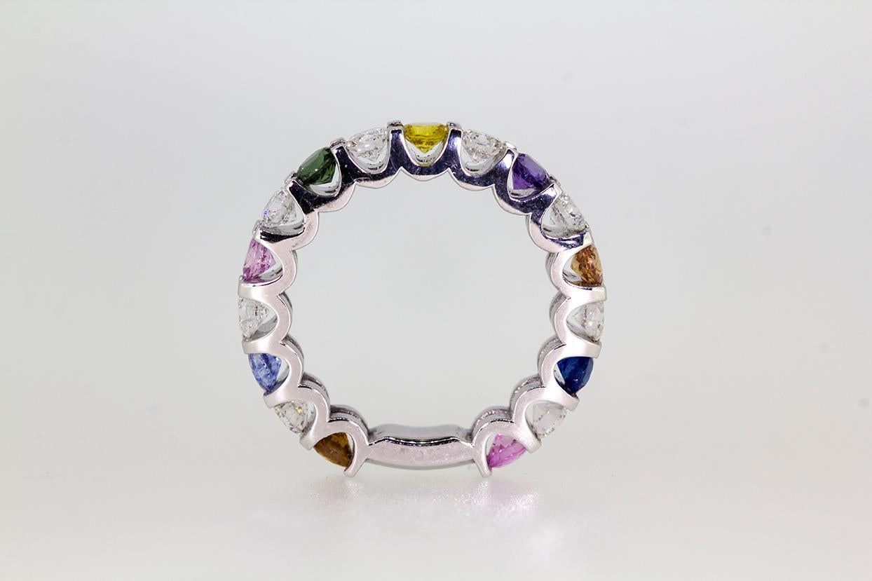 Petra Rainbow Sapphire and Diamond Eternity Band Ring For Sale 3